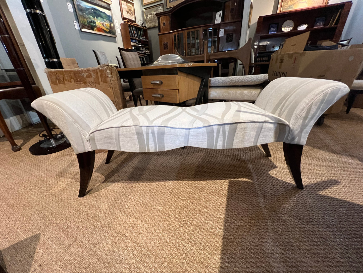 Art Deco Walnut Bench from France