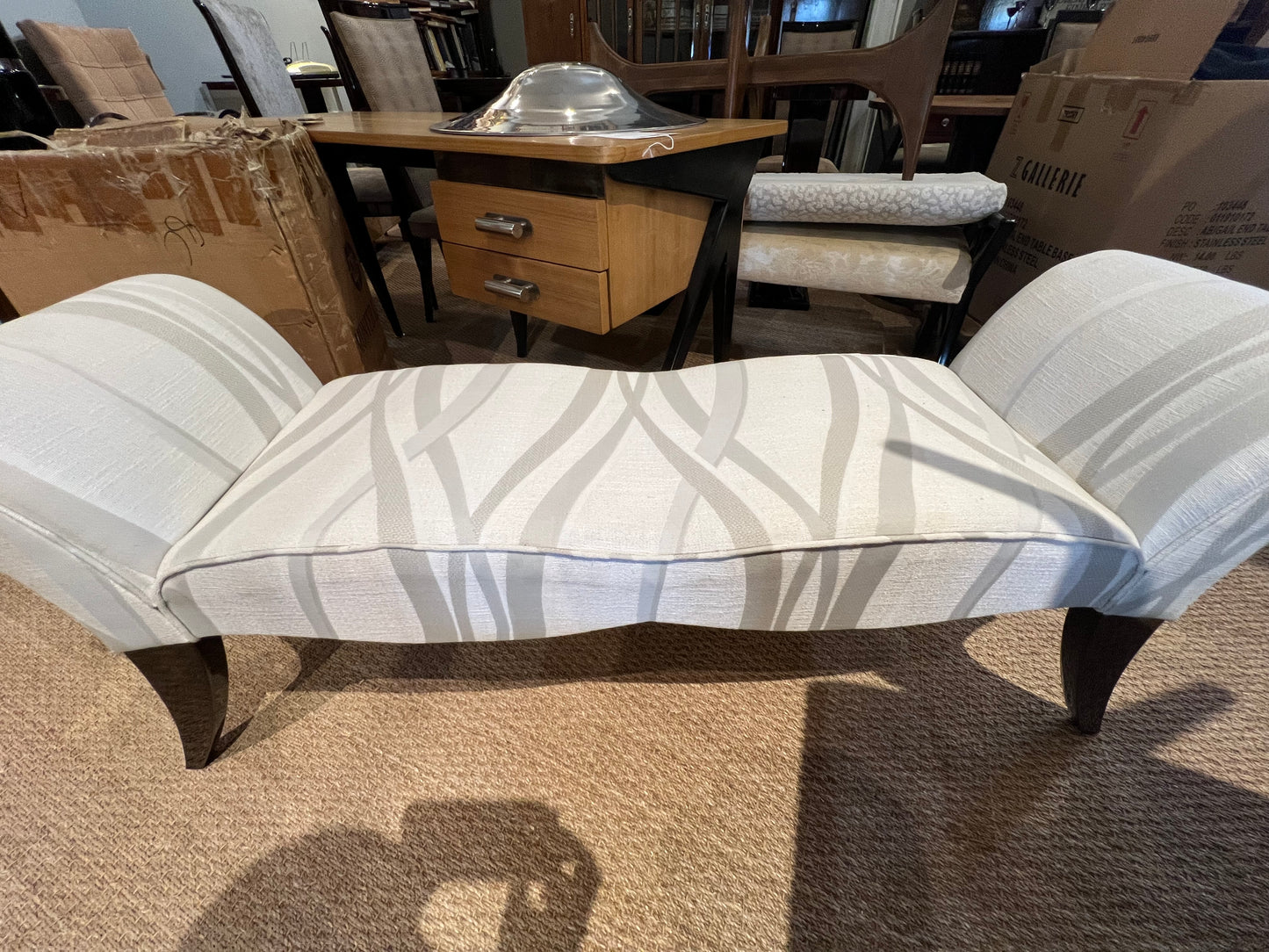 Art Deco Walnut Bench from France