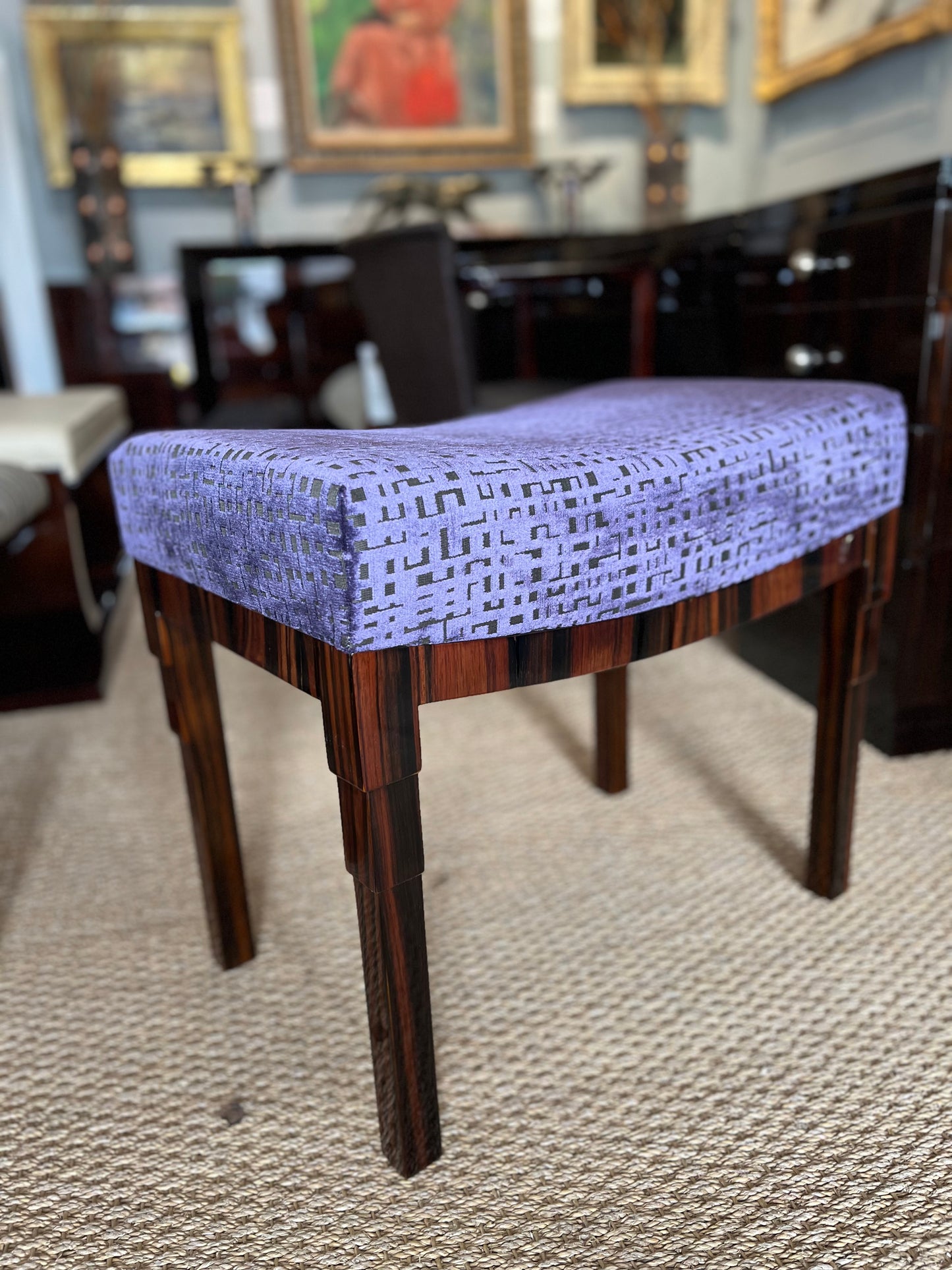 Art Deco French Ottoman in Macassar