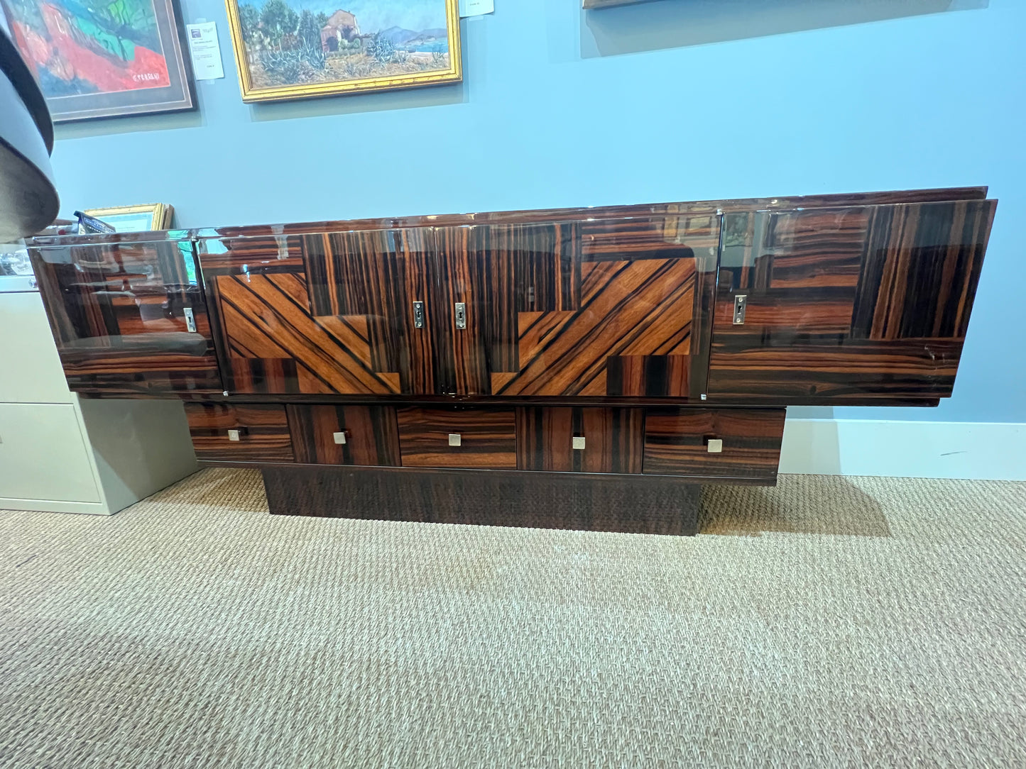 Grand Art Deco French Sideboard in Macassar Wood