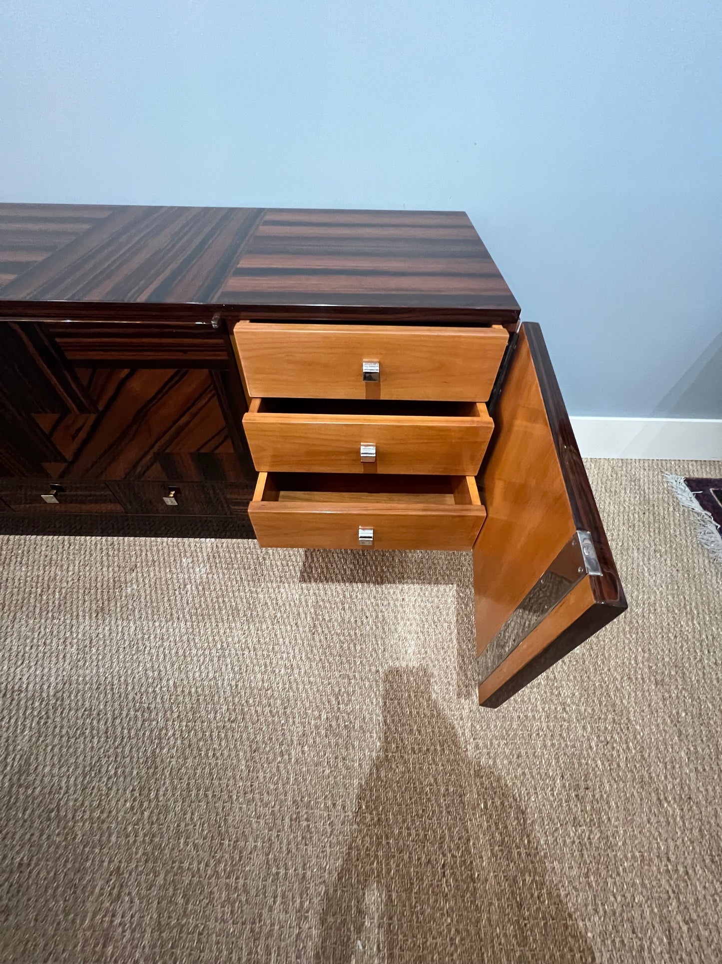 Grand Art Deco French Sideboard in Macassar Wood