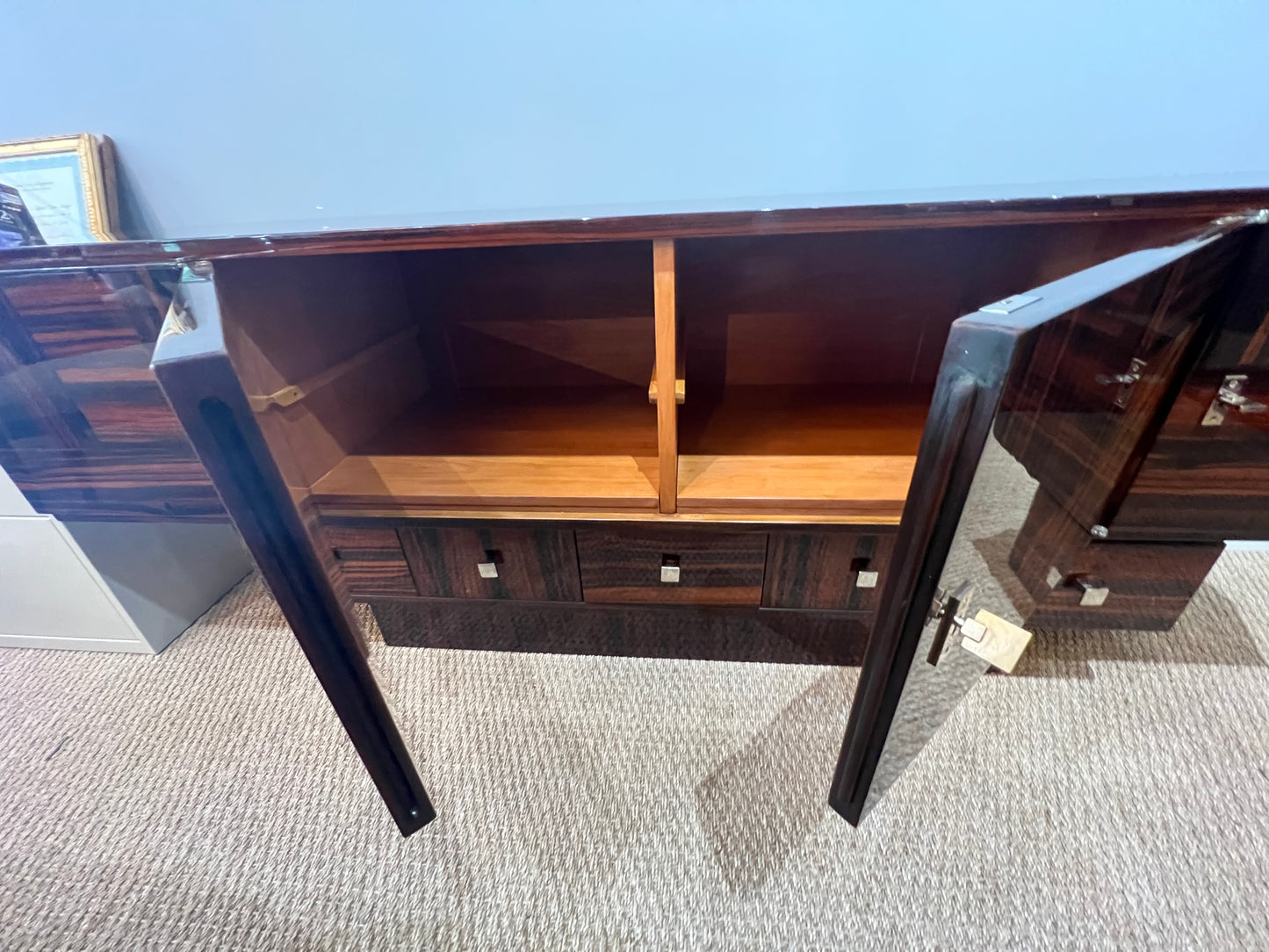 Grand Art Deco French Sideboard in Macassar Wood
