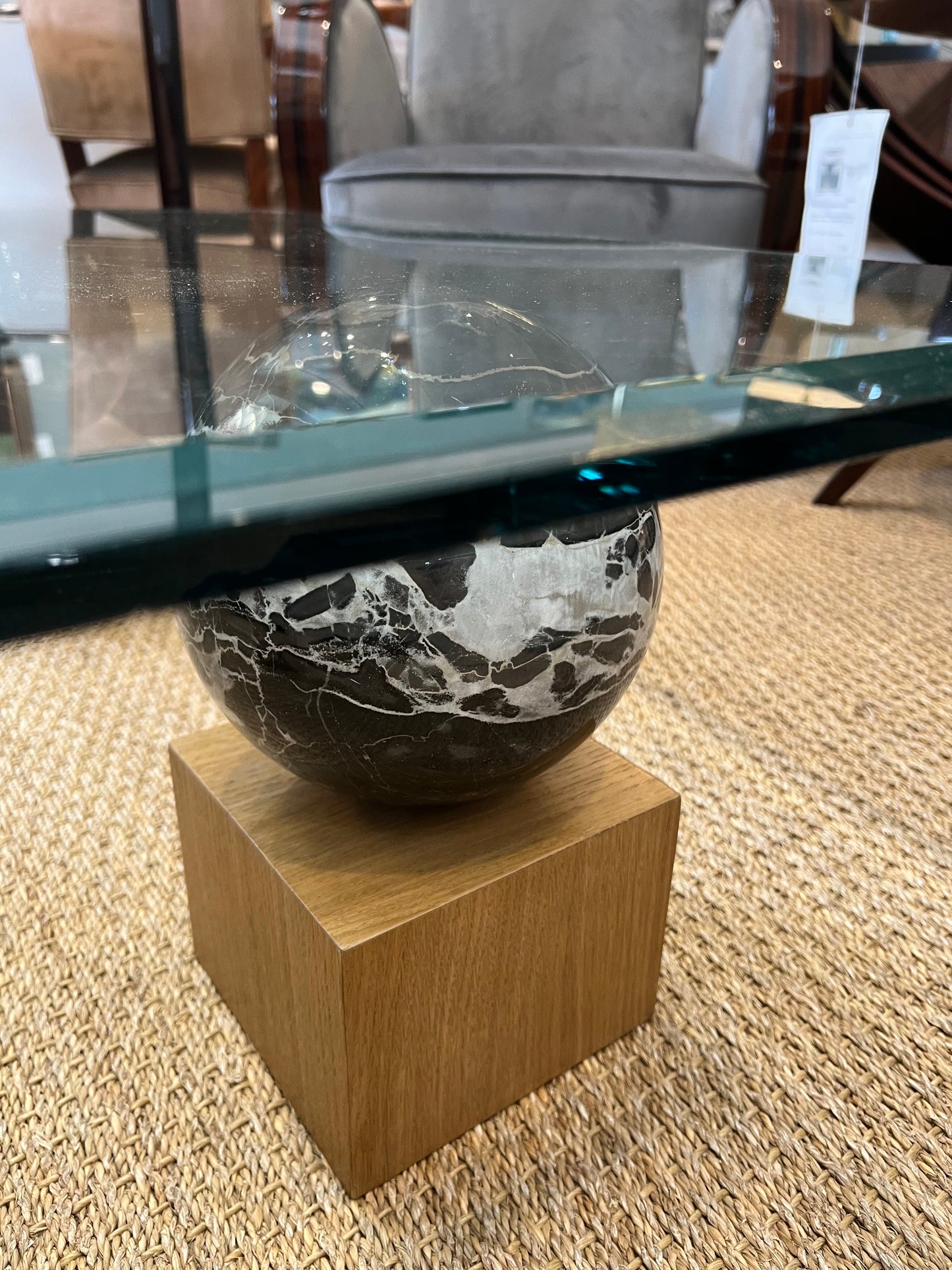 French Glass and Marble Coffee Table