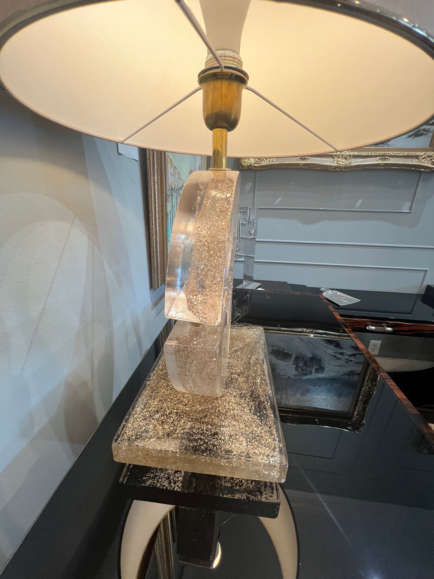 A Pair of Murano Lamps with Gold Dust