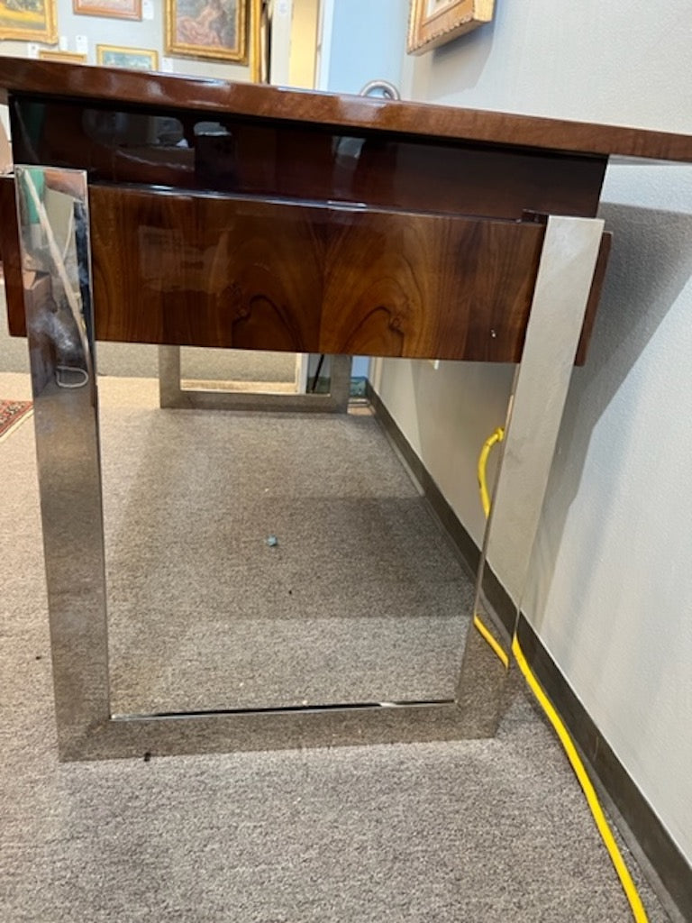 Art Deco Hungarian Desk in walnut and Chrome