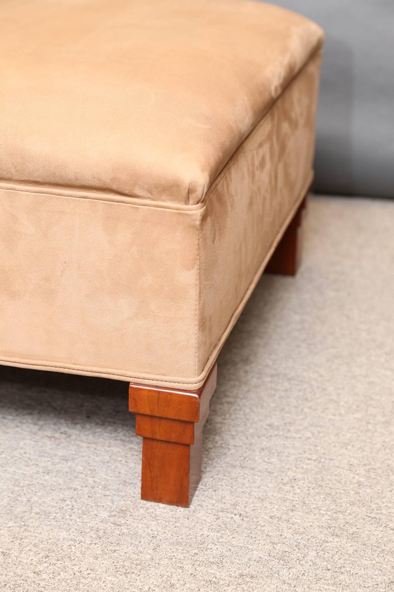 Austrian Mid-Century Chair and Foot Rest in Walnut