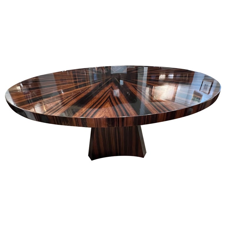 Art Deco French Round Dining Table in Macassar
