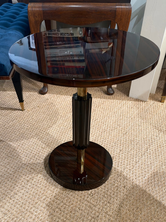 Hungarian Round Art Deco Side Table in Walnut