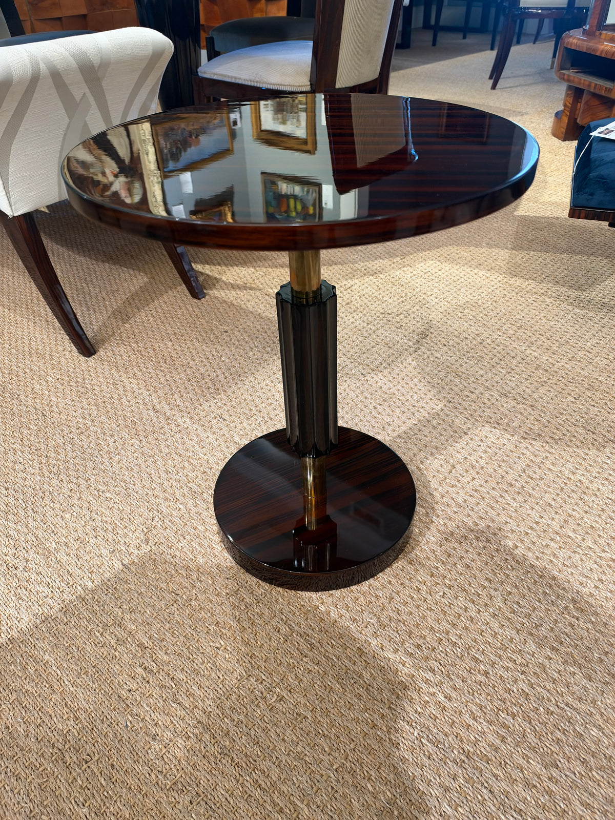 Hungarian Round Art Deco Side Table in Walnut