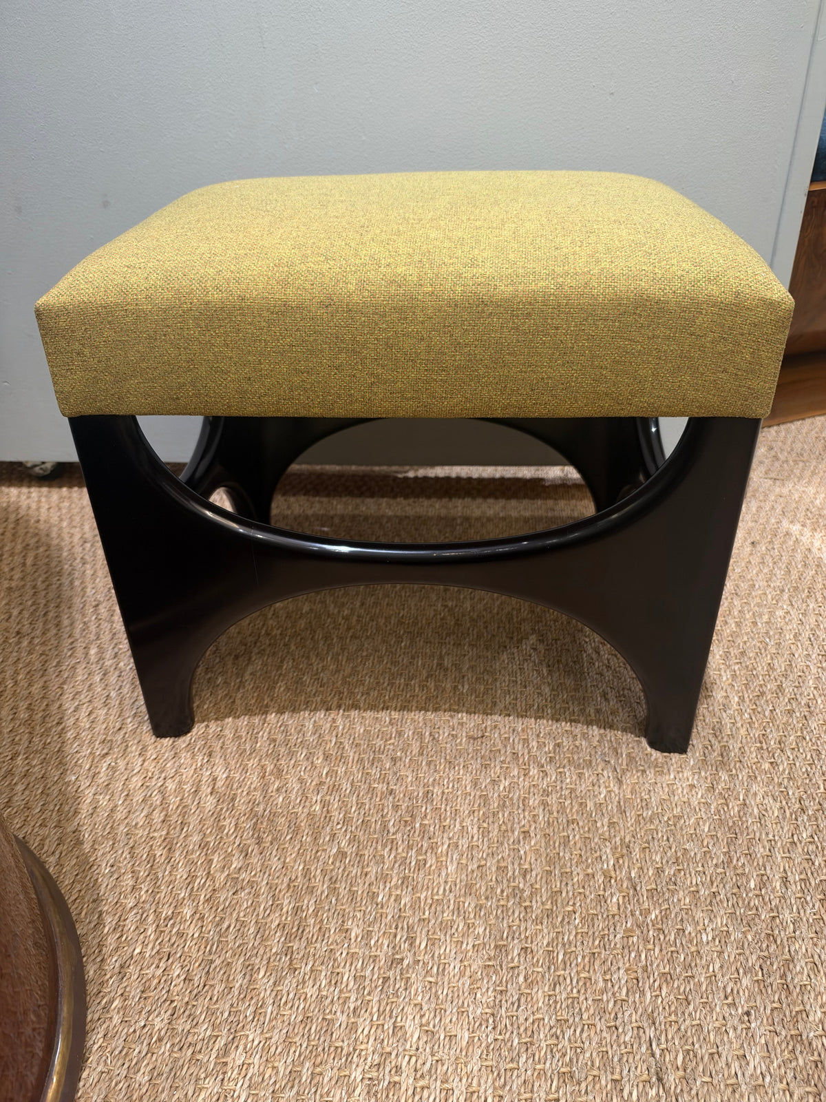 Mid-century Italian Ottoman in Burch Wood