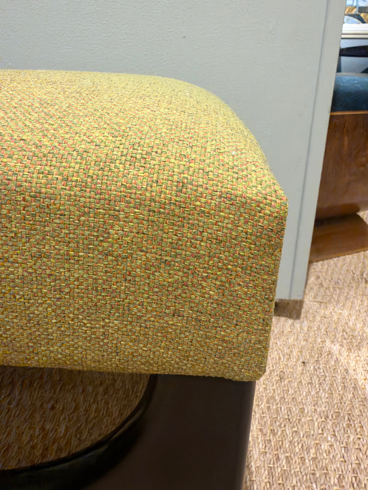 Mid-century Italian Ottoman in Burch Wood