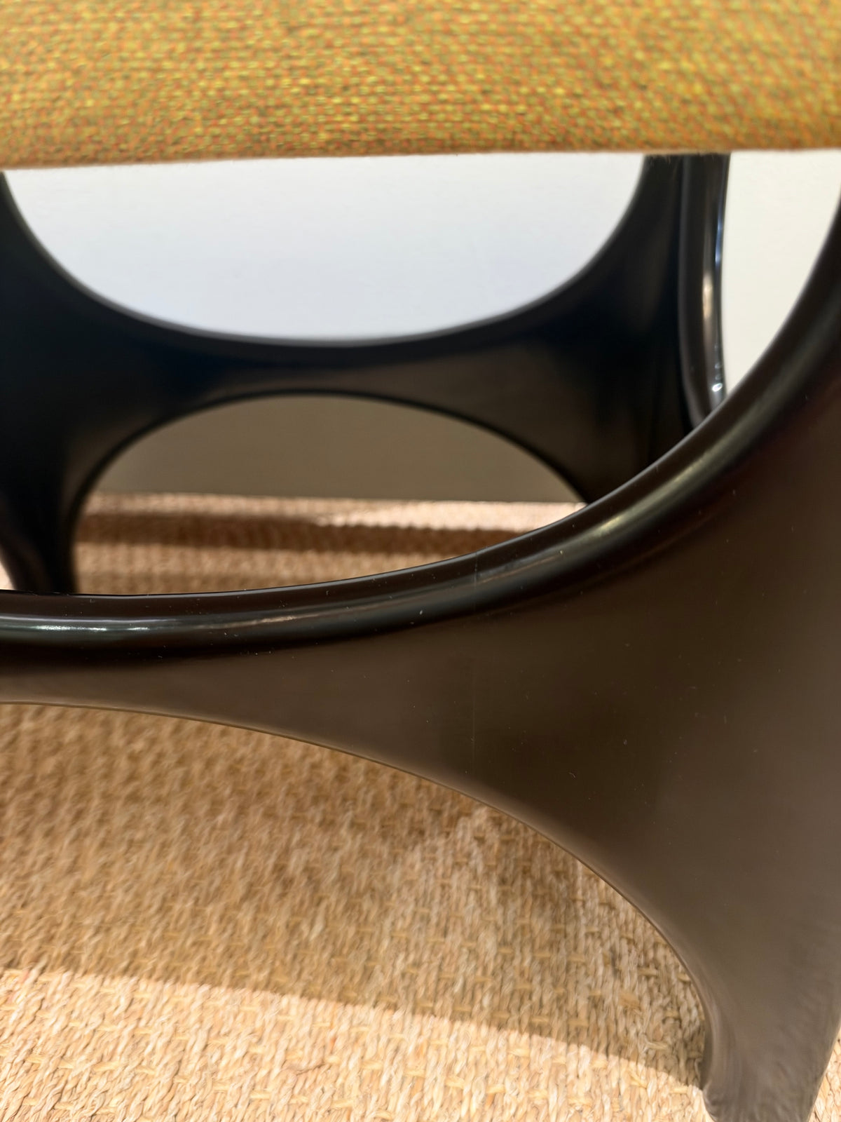 Mid-century Italian Ottoman in Burch Wood