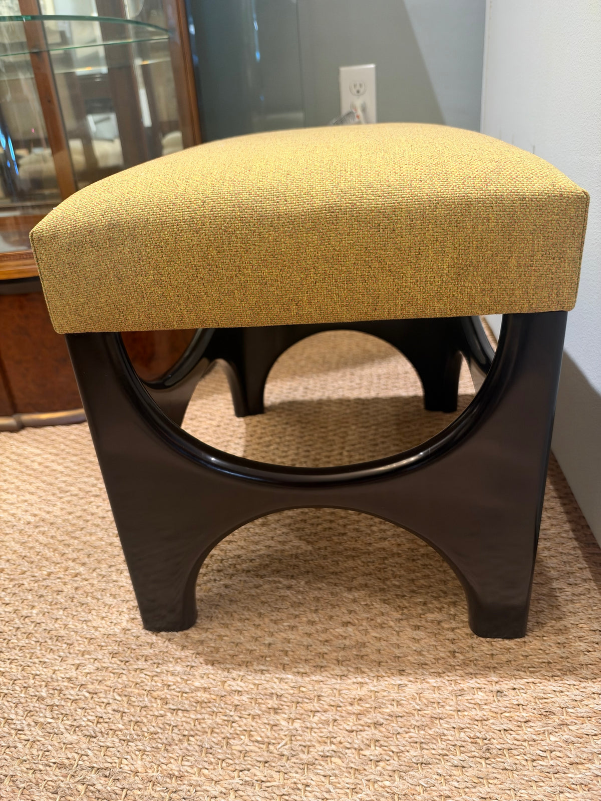 Mid-century Italian Ottoman in Burch Wood