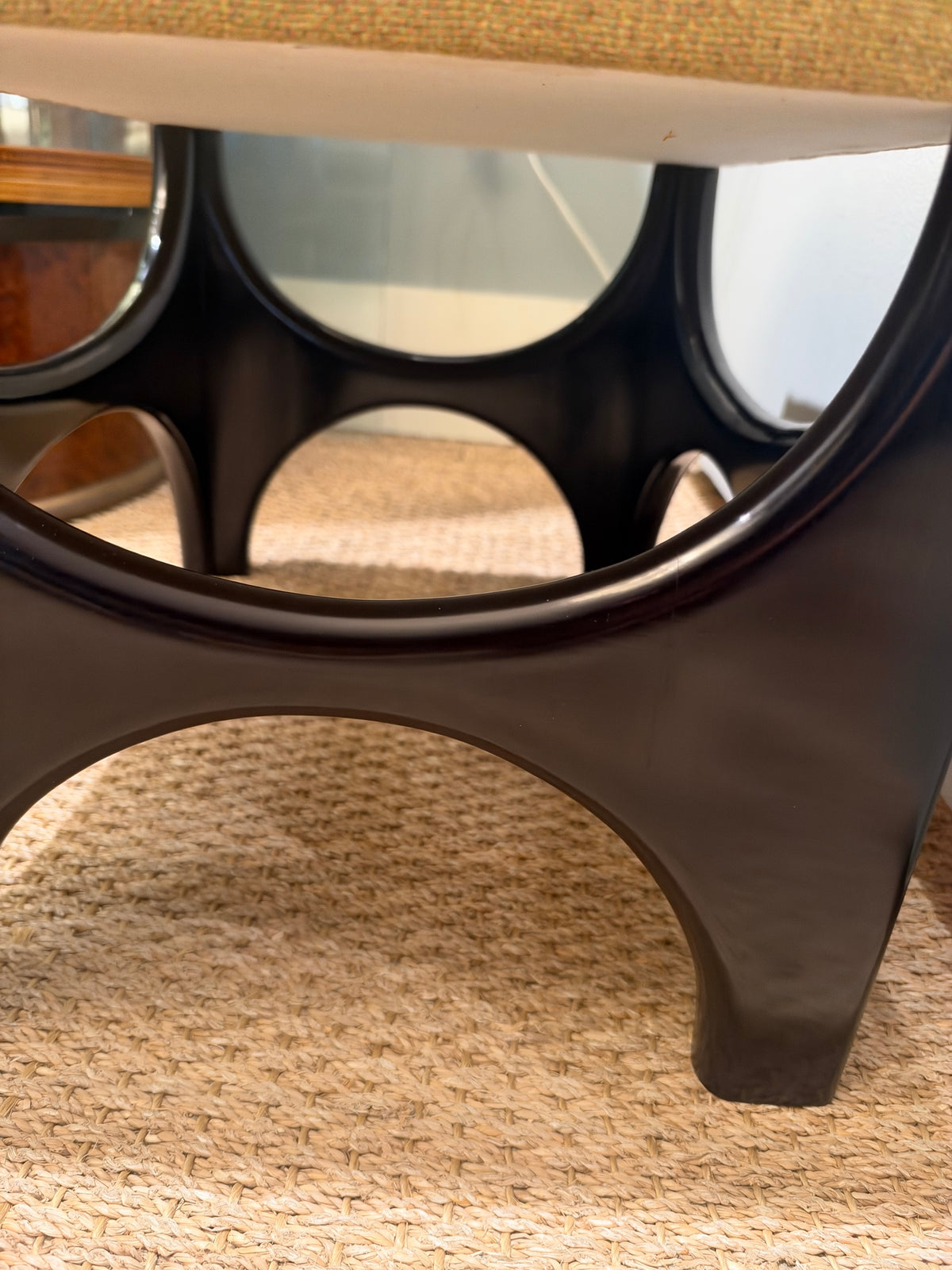 Mid-century Italian Ottoman in Burch Wood