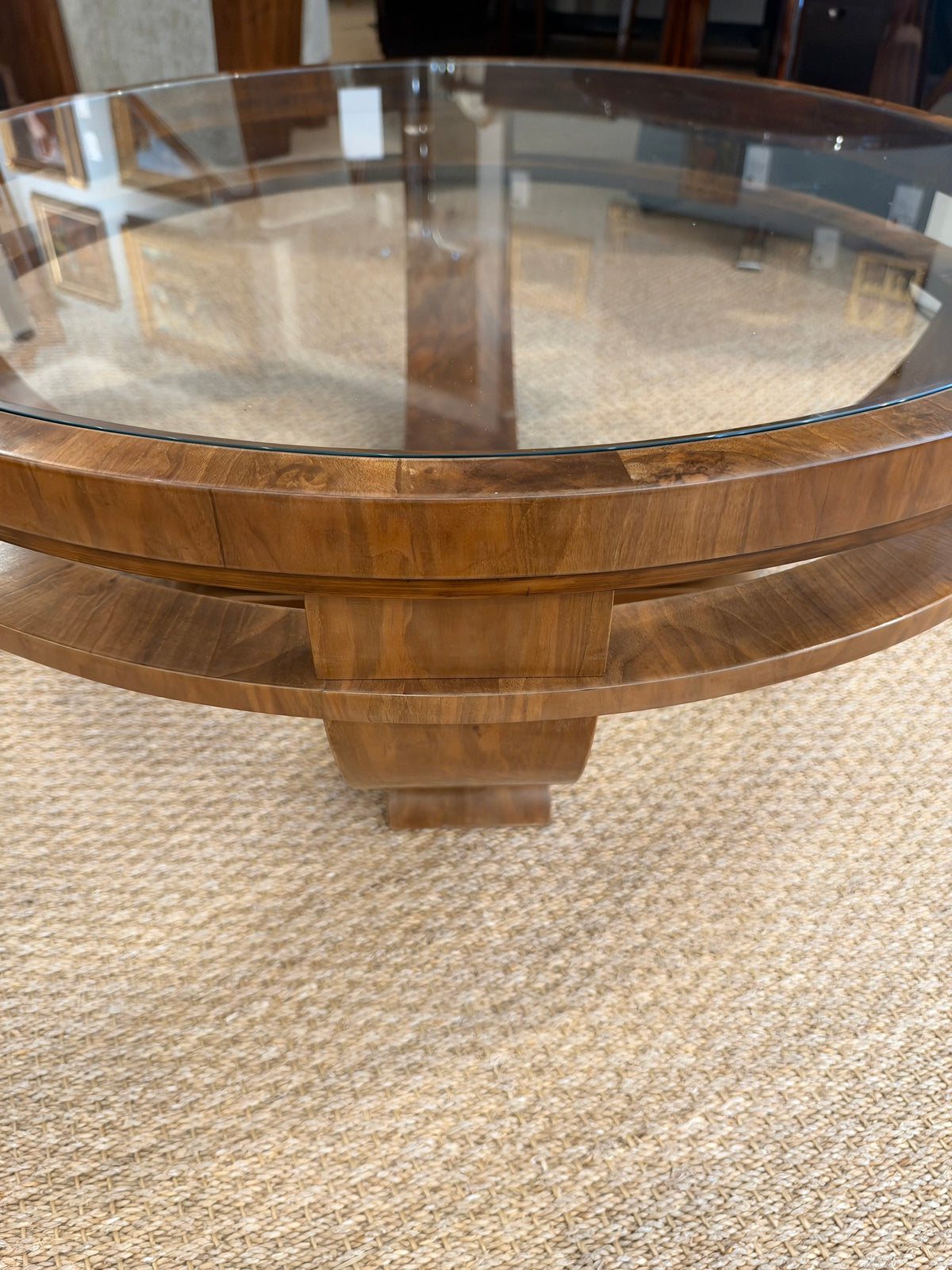Hungarian Art Deco Round Side Table in Walnut Wood