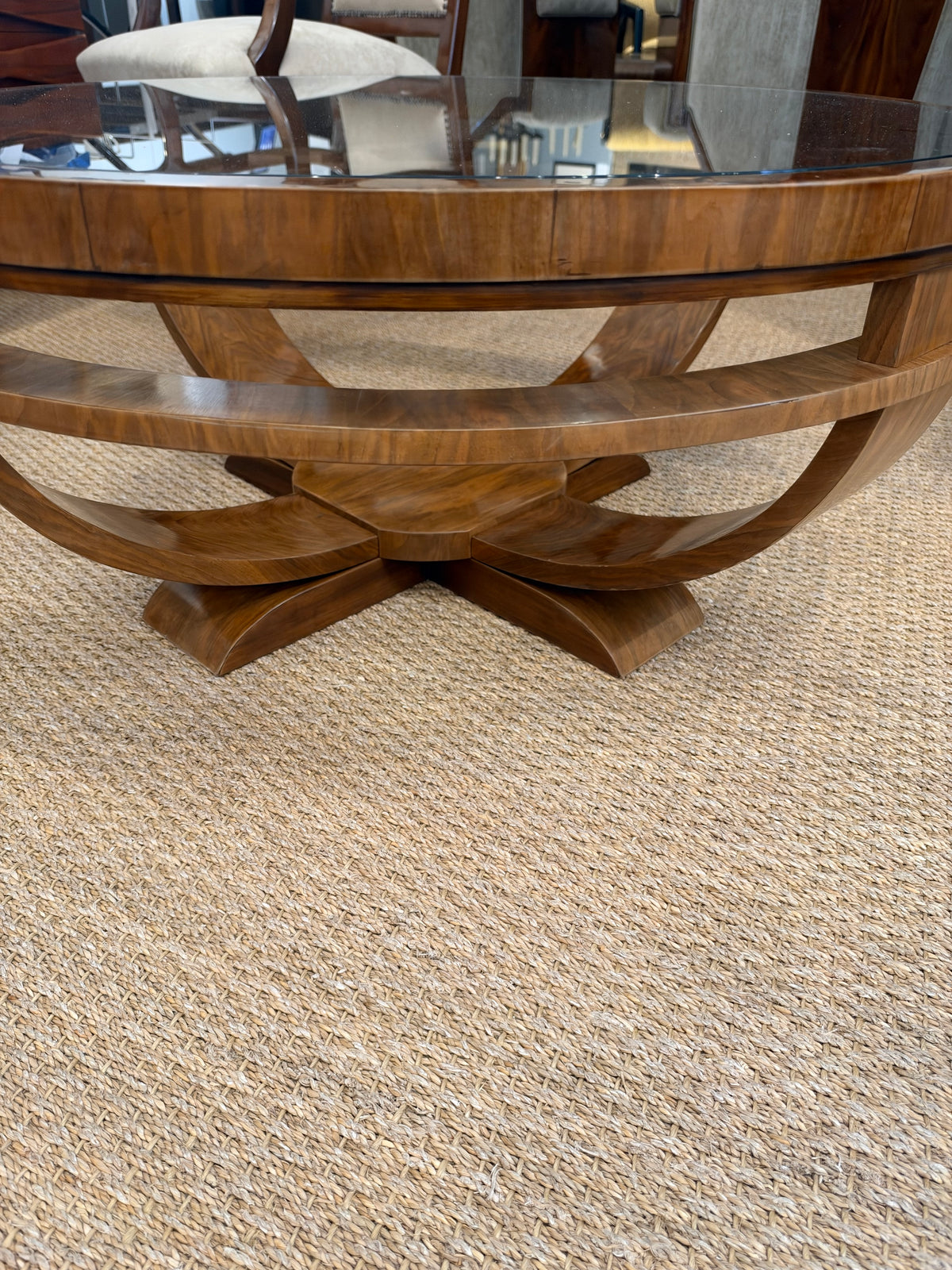 Hungarian Art Deco Round Side Table in Walnut Wood