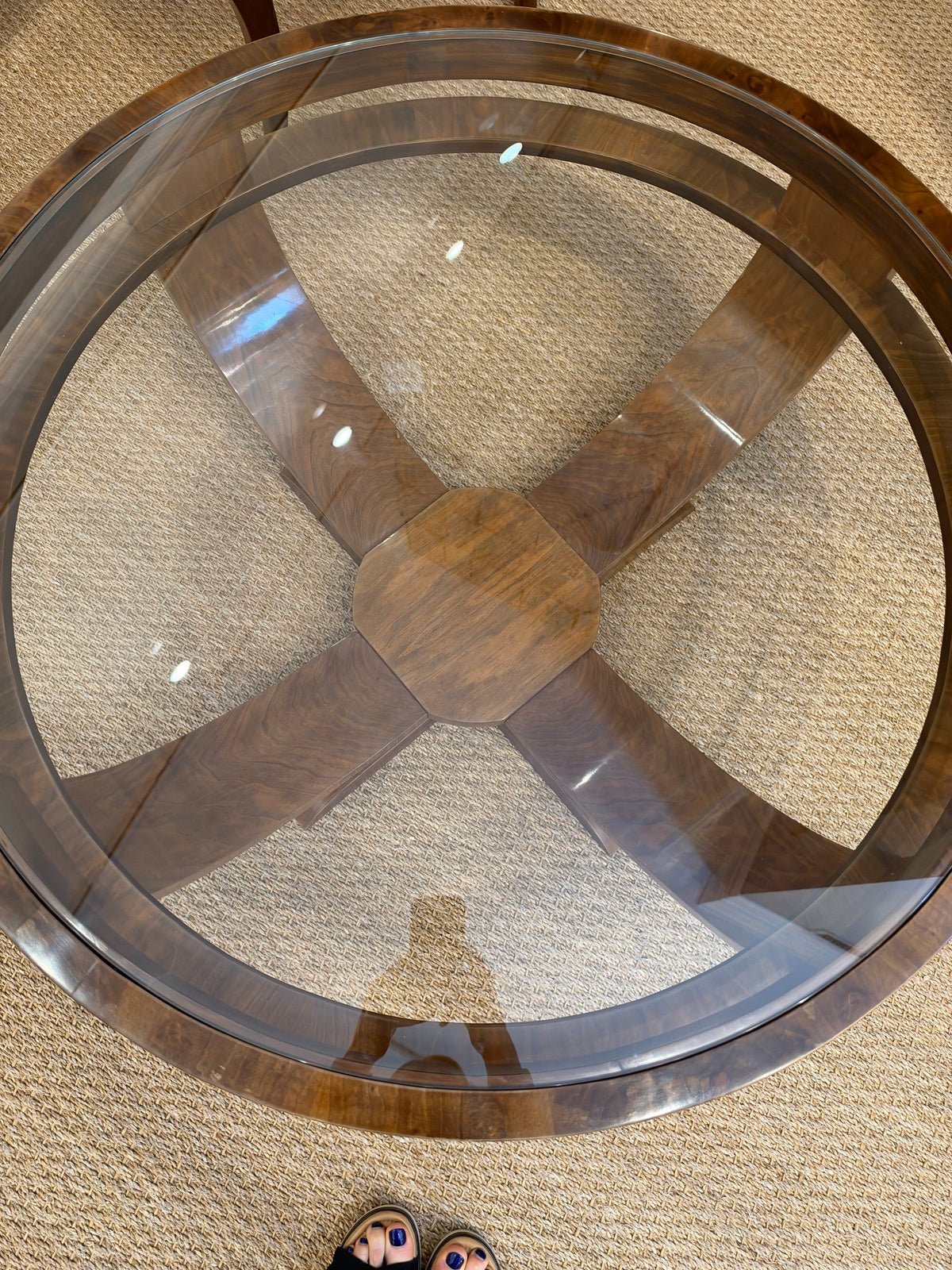 Hungarian Art Deco Round Side Table in Walnut Wood