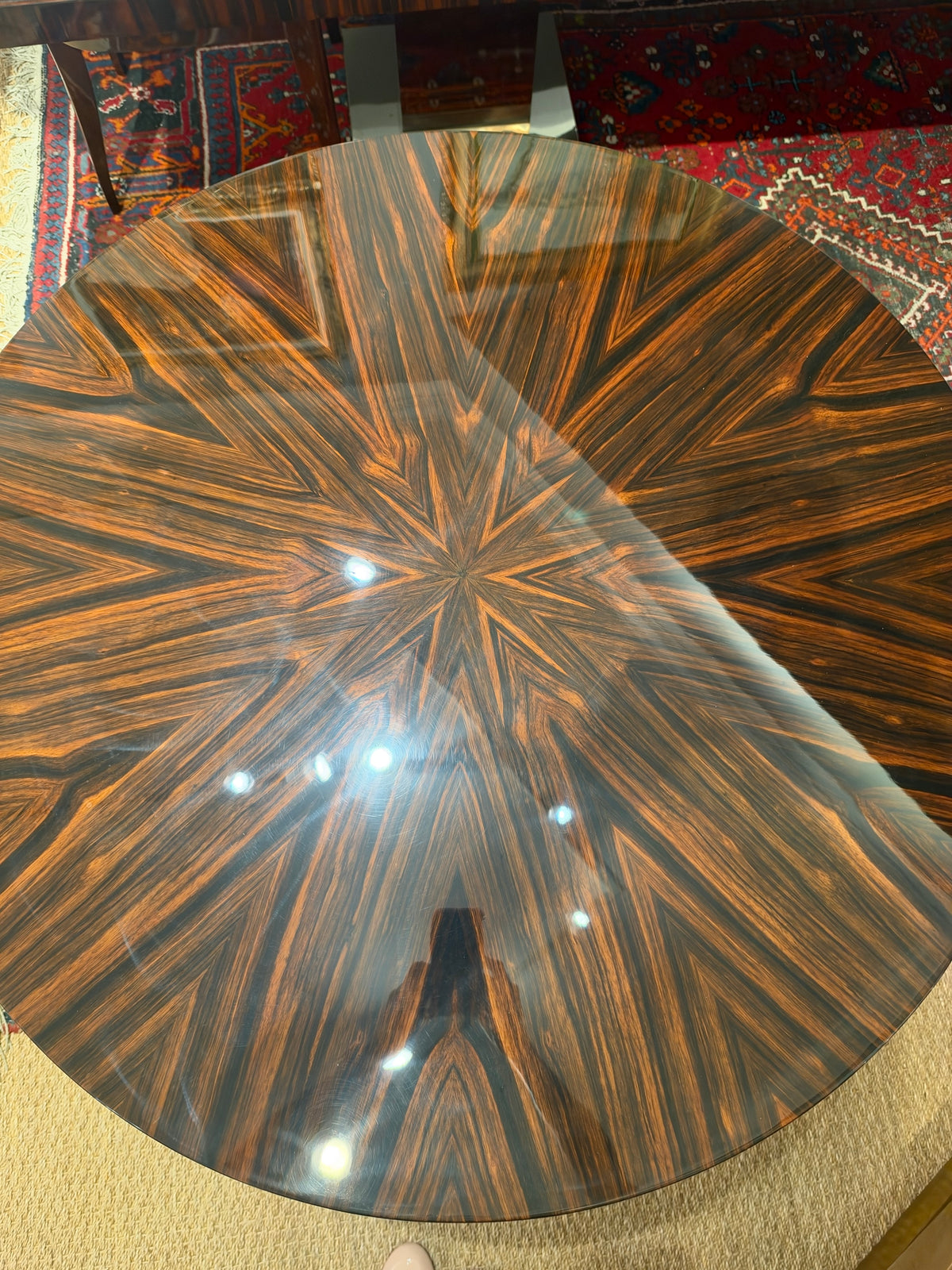 Small Round Art Deco Breakfast Table in Macassar Wood