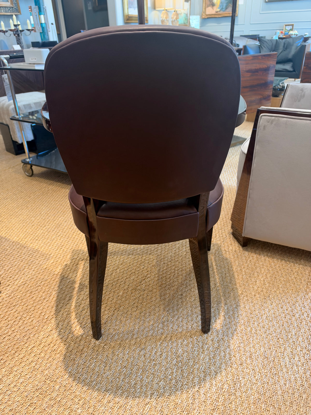 Art Deco Leather French Office Chair in Walnut