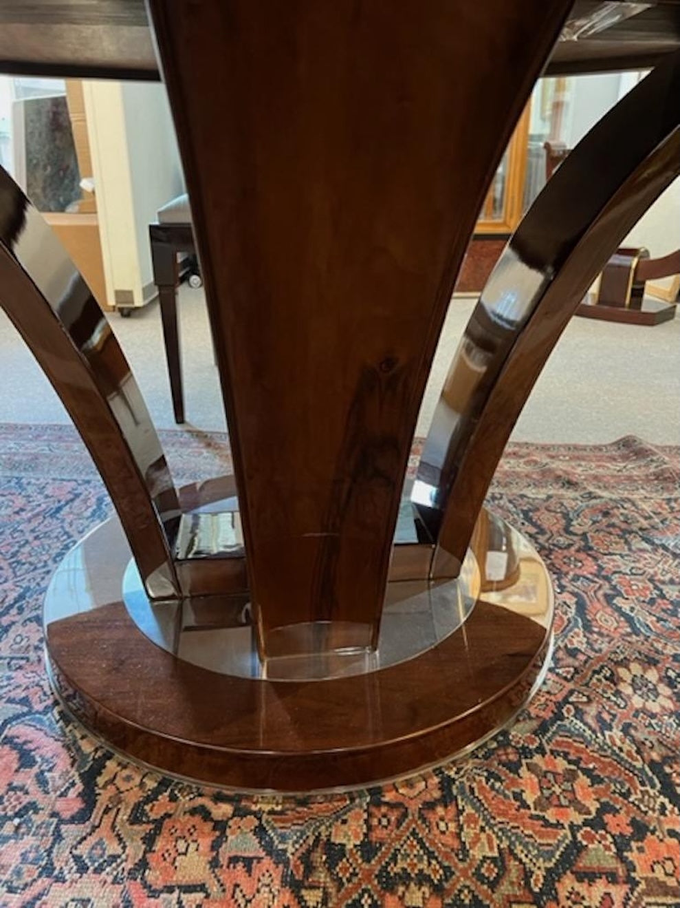 Art Deco Walnut Round Dining Table