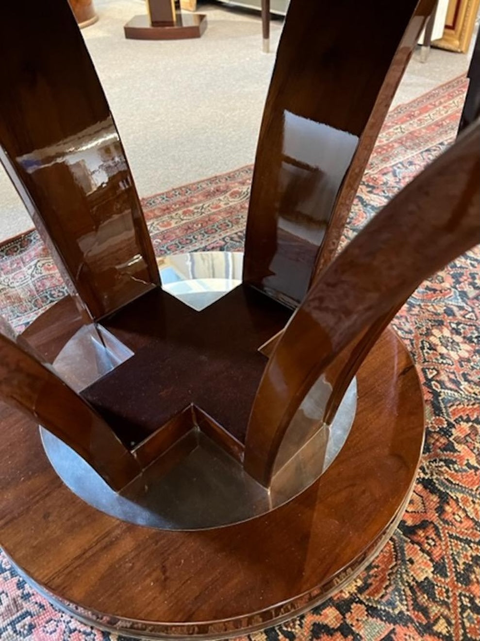 Art Deco Walnut Round Dining Table