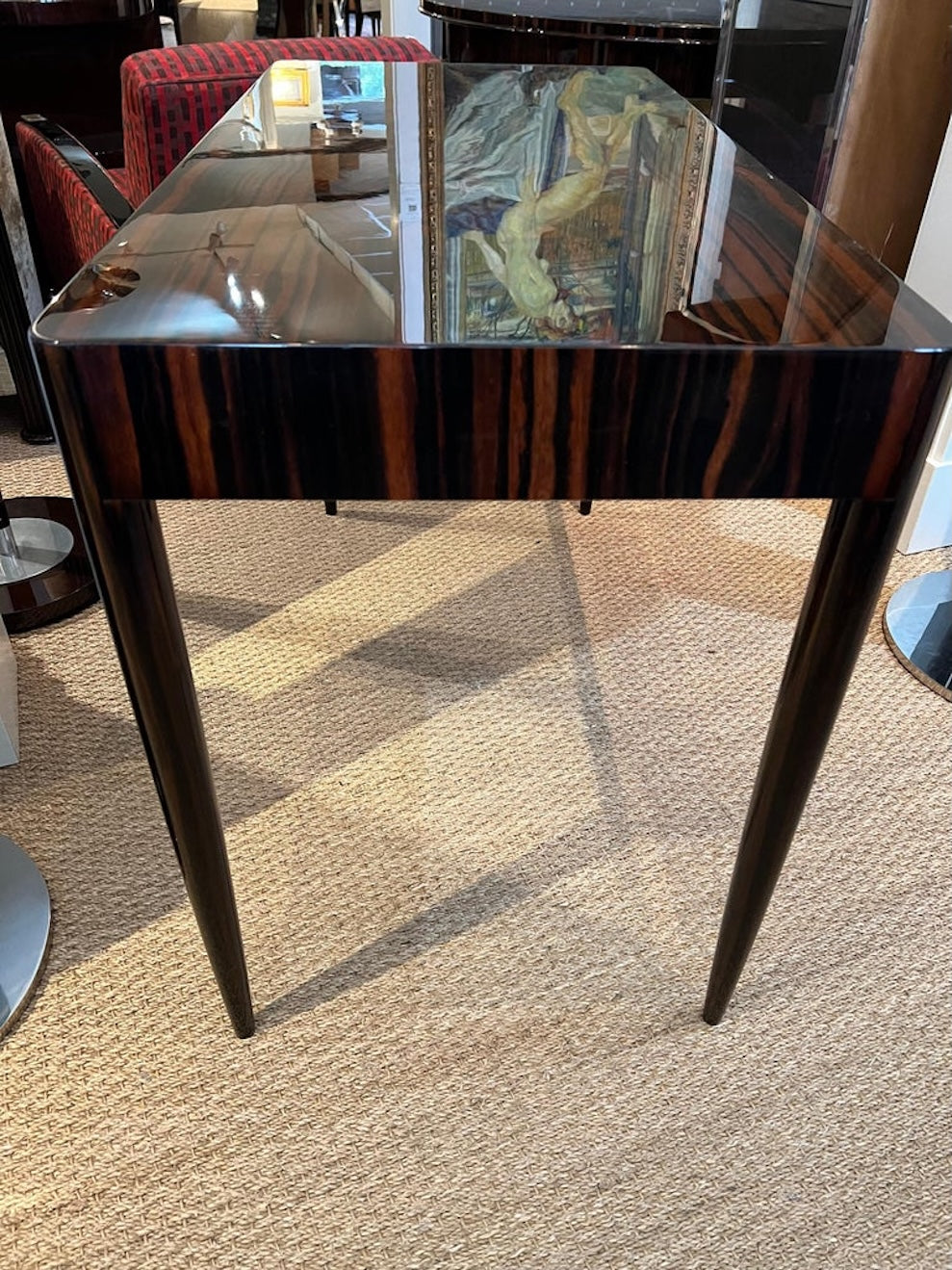 Art Deco French desk with parquet tabletop in Macassar wood