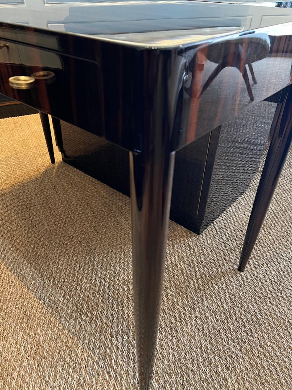 Art Deco French desk with parquet tabletop in Macassar wood