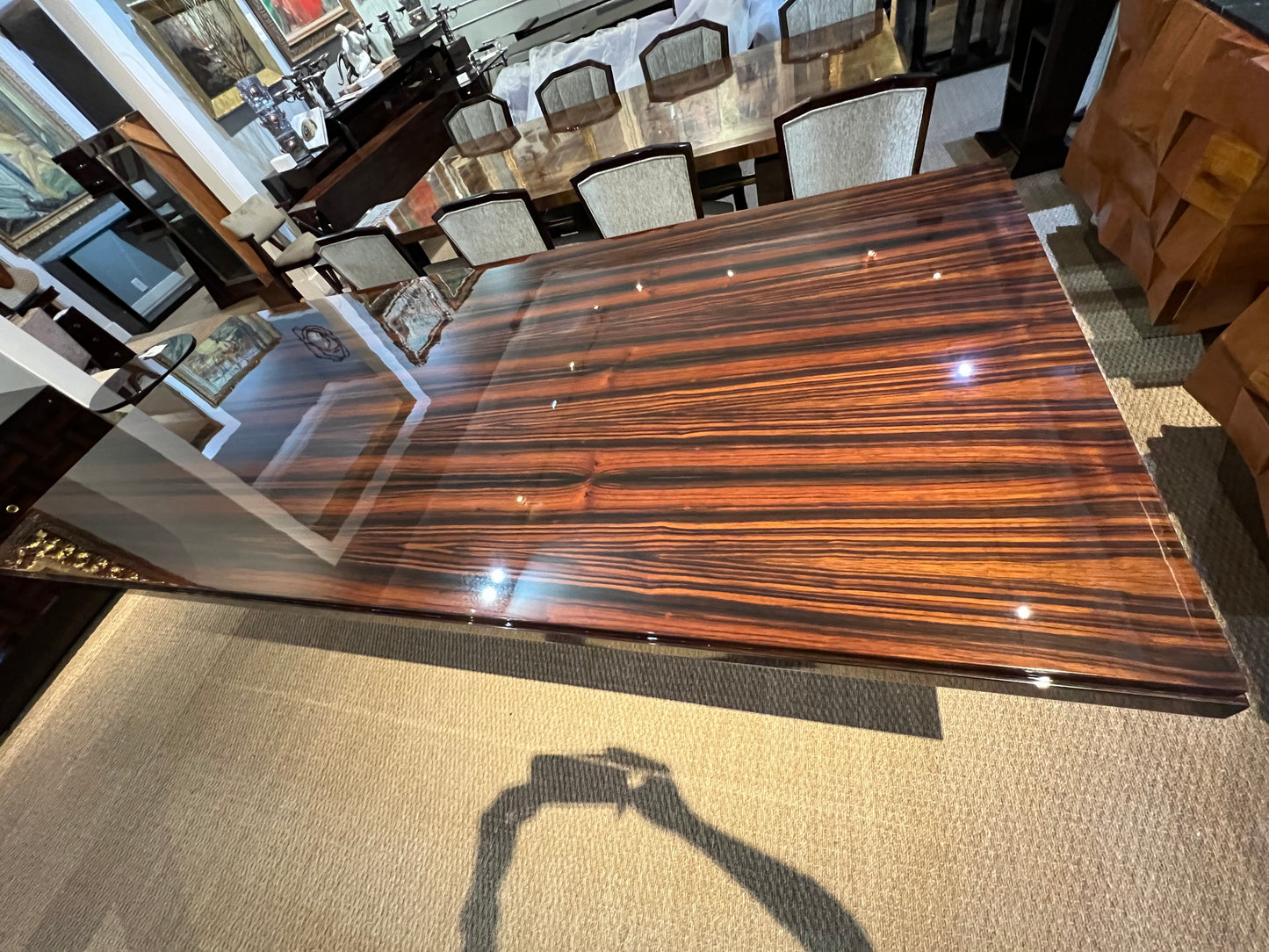 Art Deco French Dining Room Table in Macassar