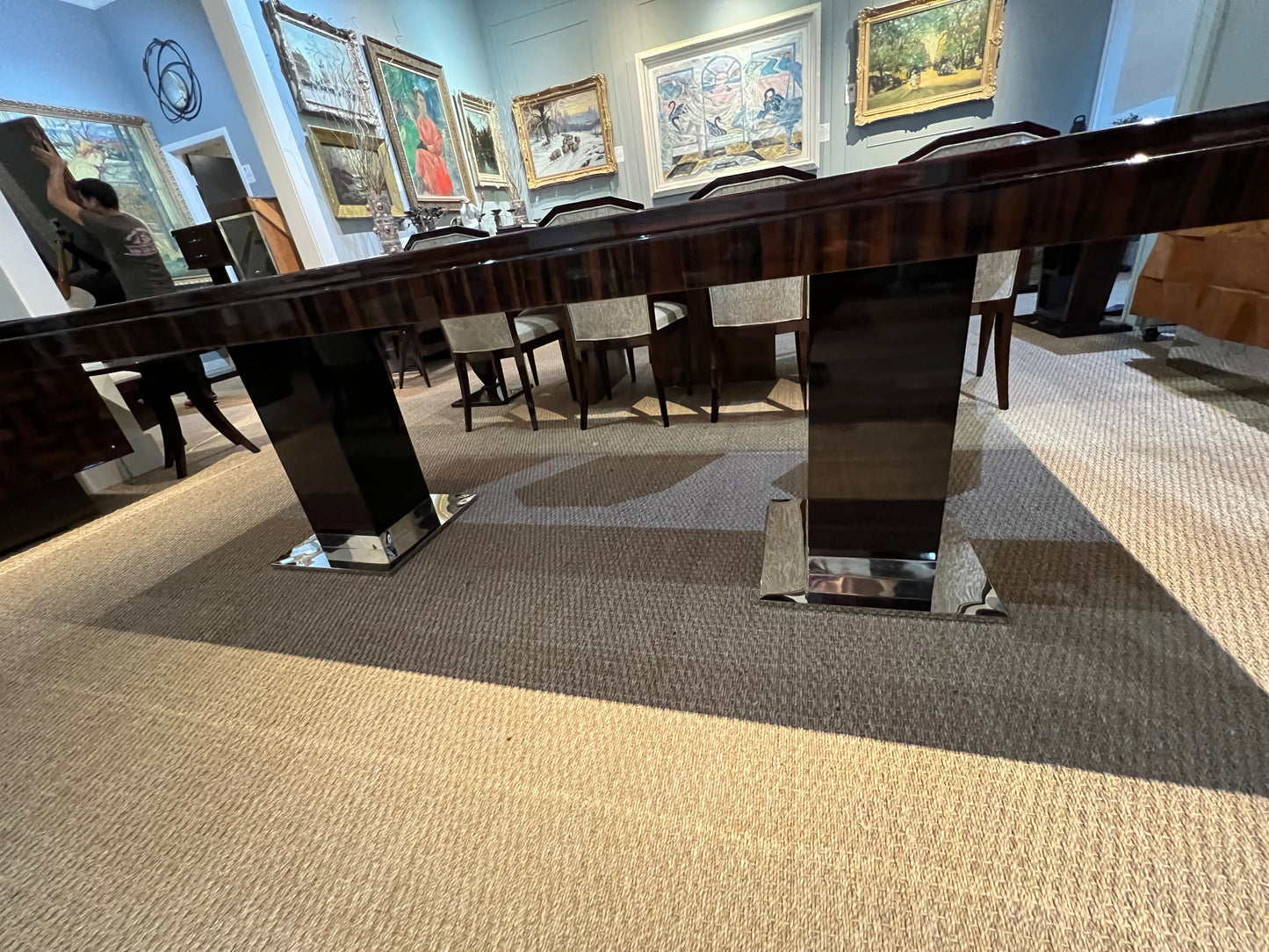 Art Deco French Dining Room Table in Macassar