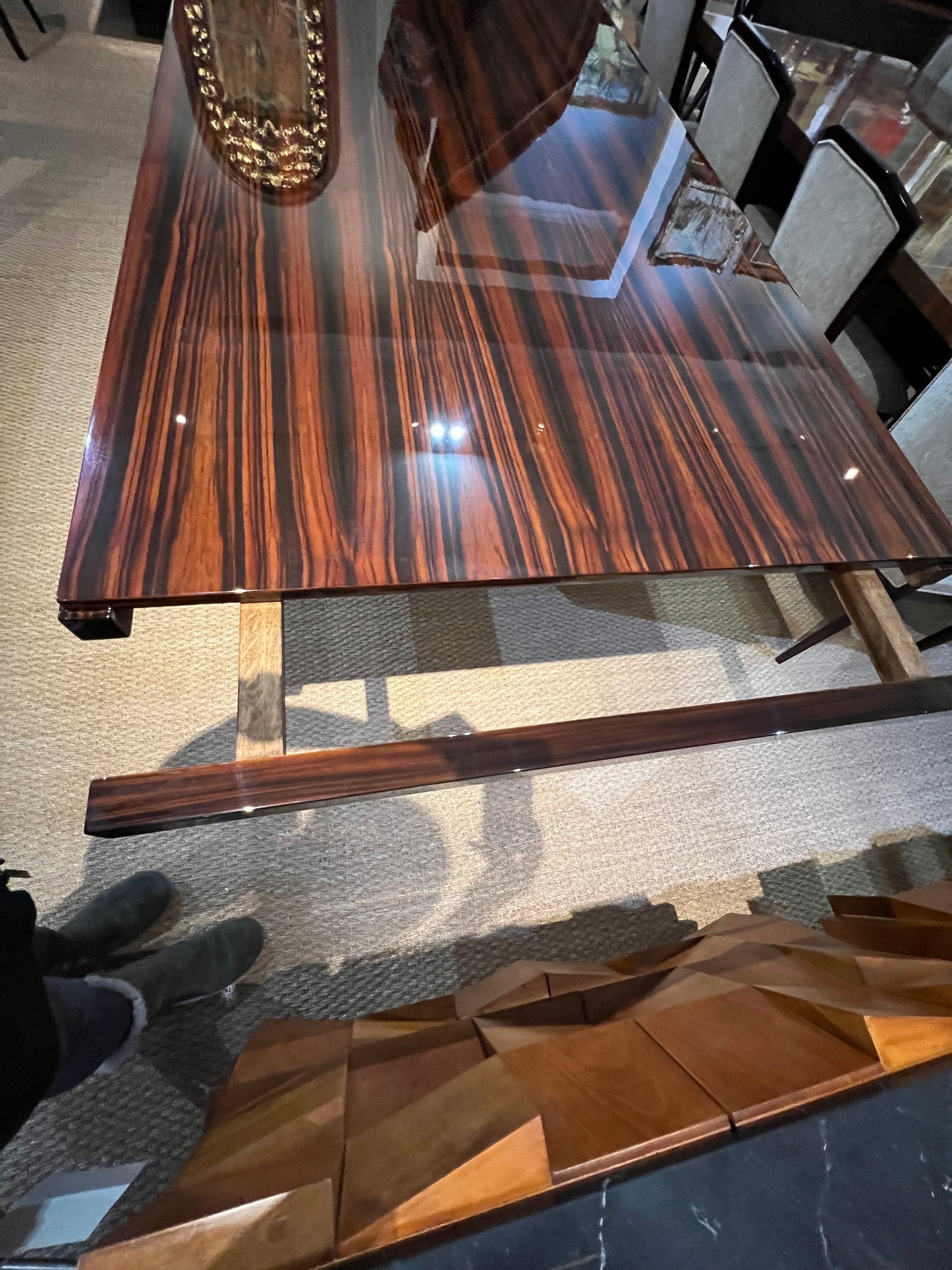 Art Deco French Dining Room Table in Macassar