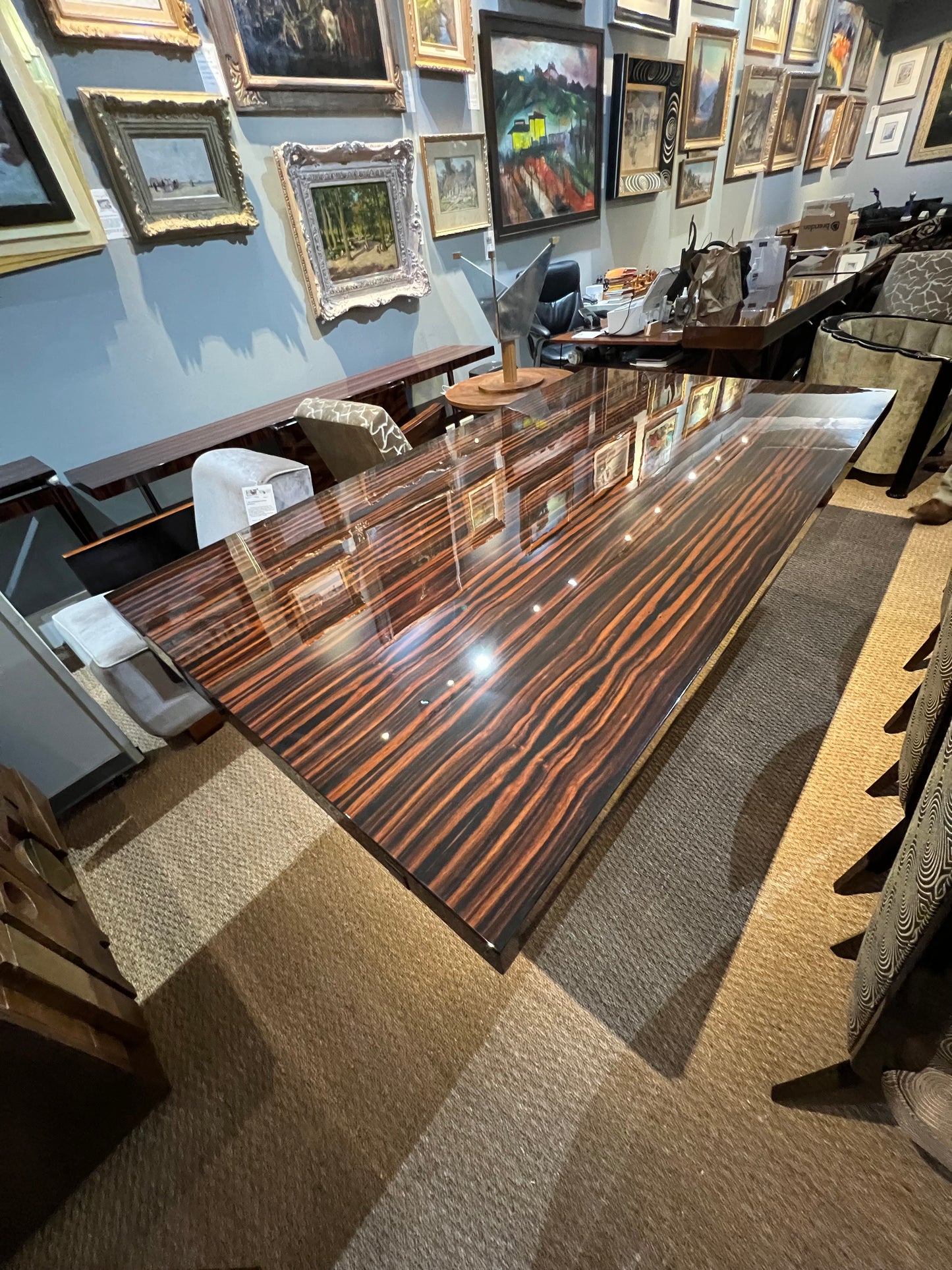 Art Deco French Dining Room Table in Macassar Wood