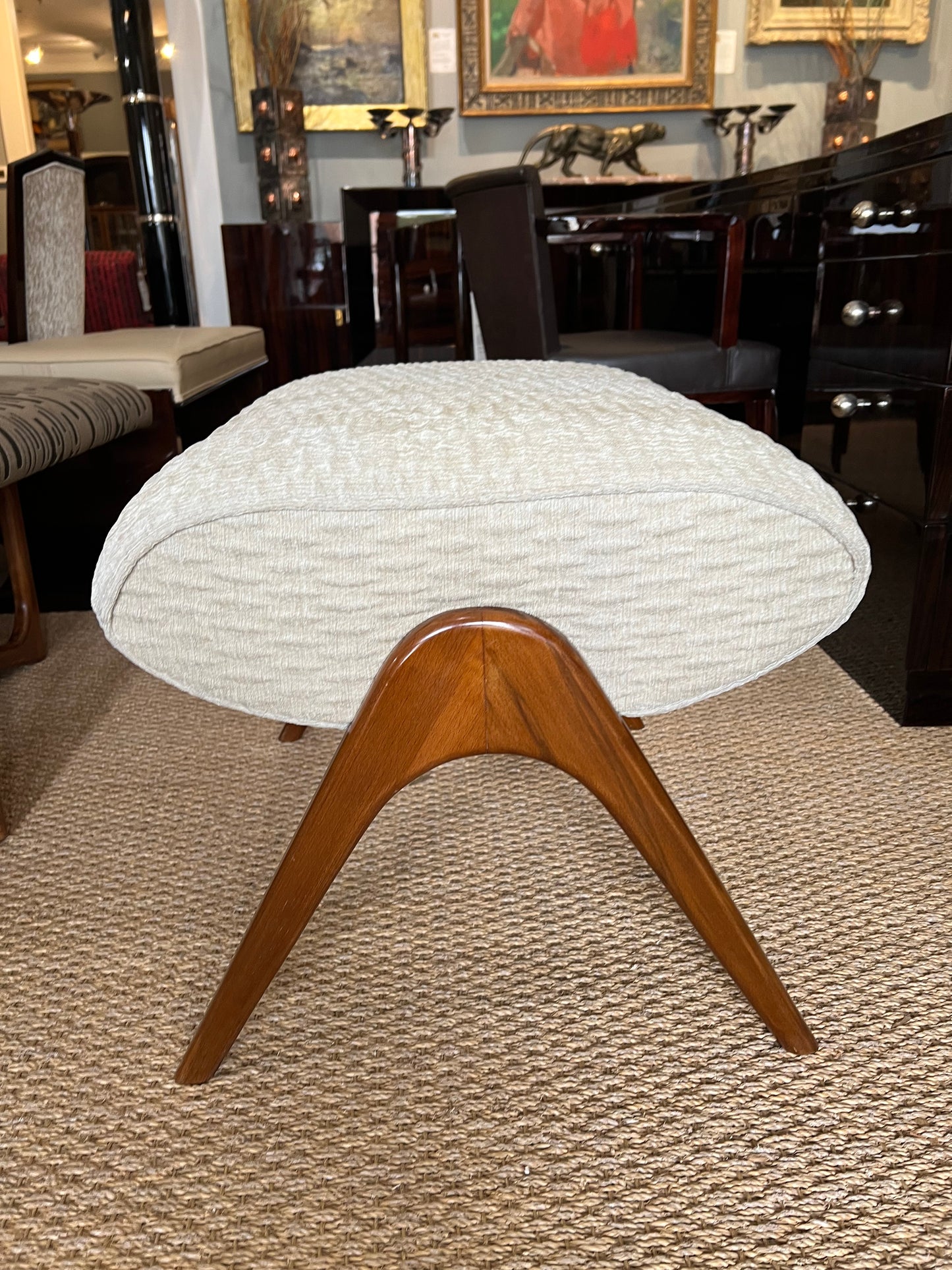 Mid-Century Italian Ottoman in Walnut