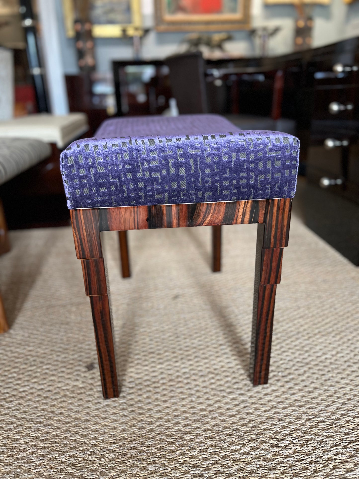 Art Deco French Ottoman in Macassar