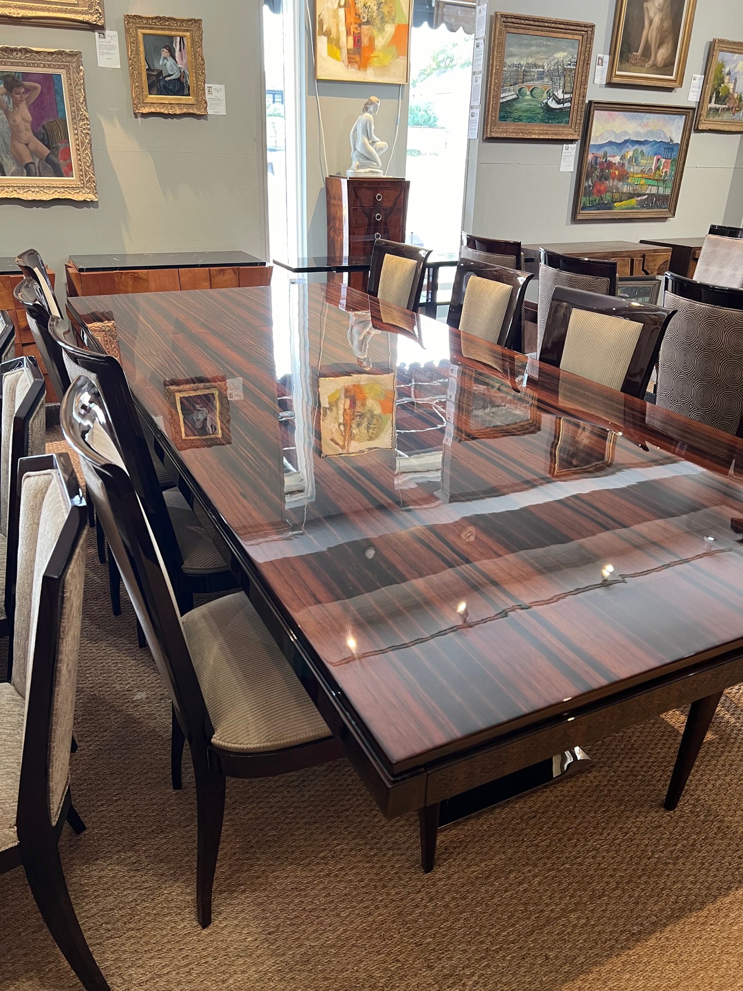 Art Deco French Dining Room Table in Macassar