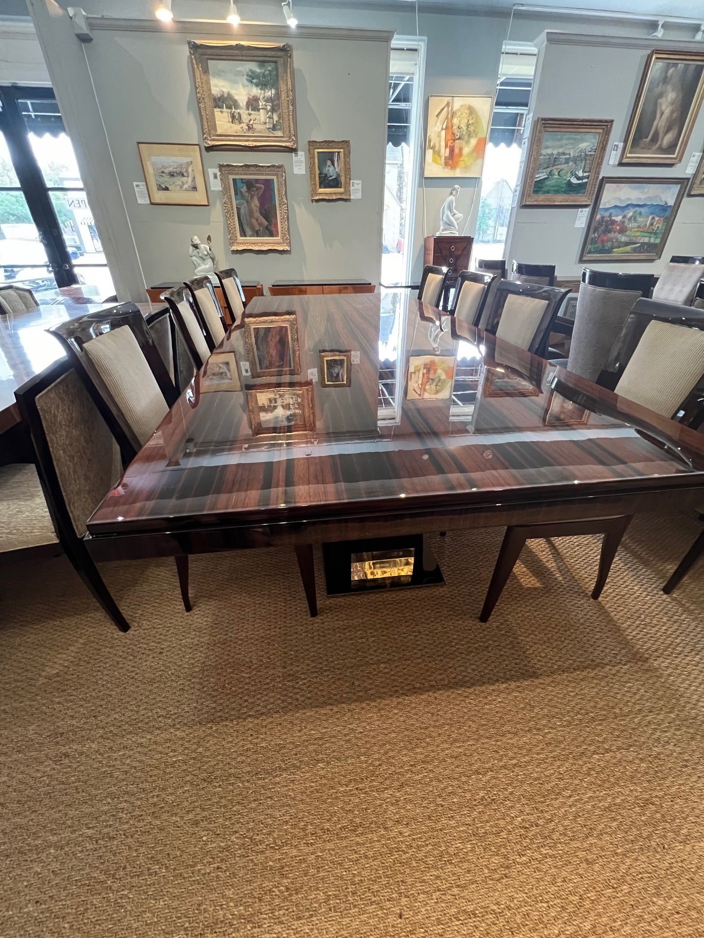 Art Deco French Dining Room Table in Macassar