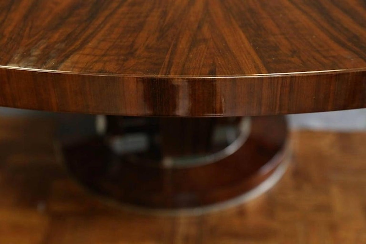 Art Deco Walnut Round Dining Table