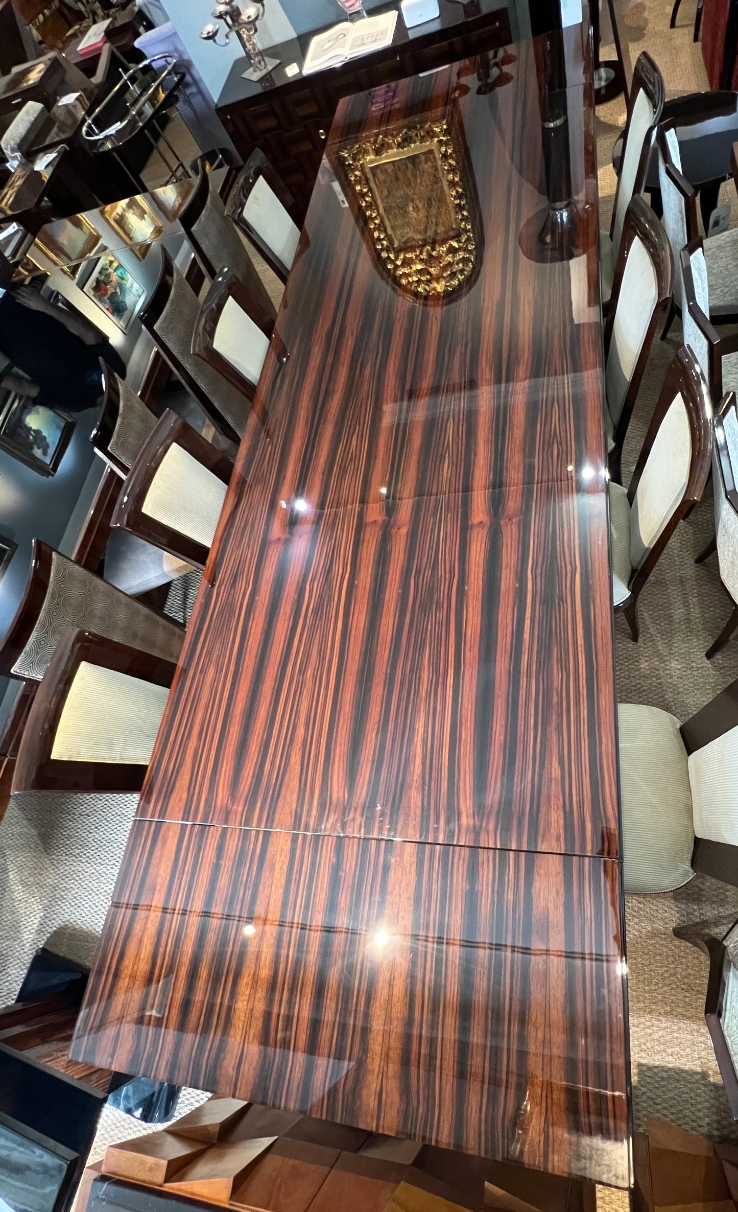 Art Deco French Dining Room Table in Macassar