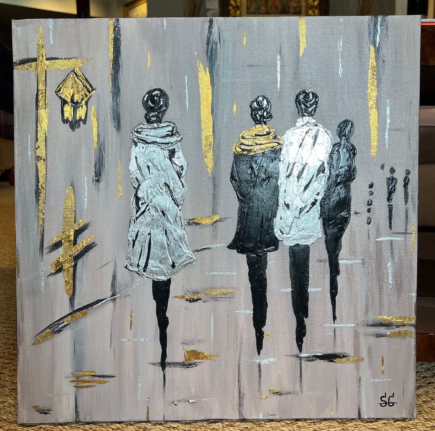 Mixed media Painting "Rain", 2023
