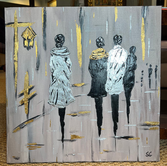 Mixed media Painting "Rain", 2023