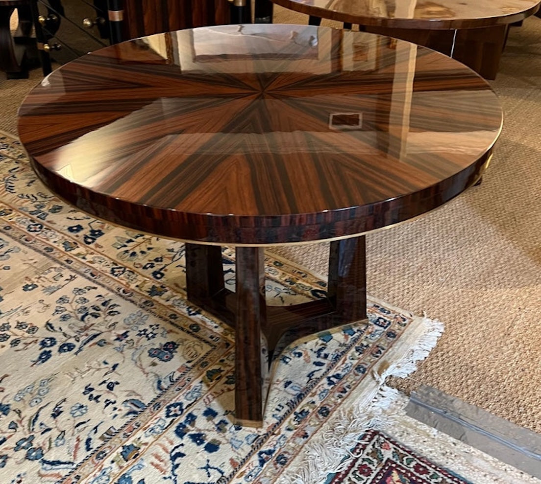 Small Round Art Deco Breakfast Table in Macassar Wood