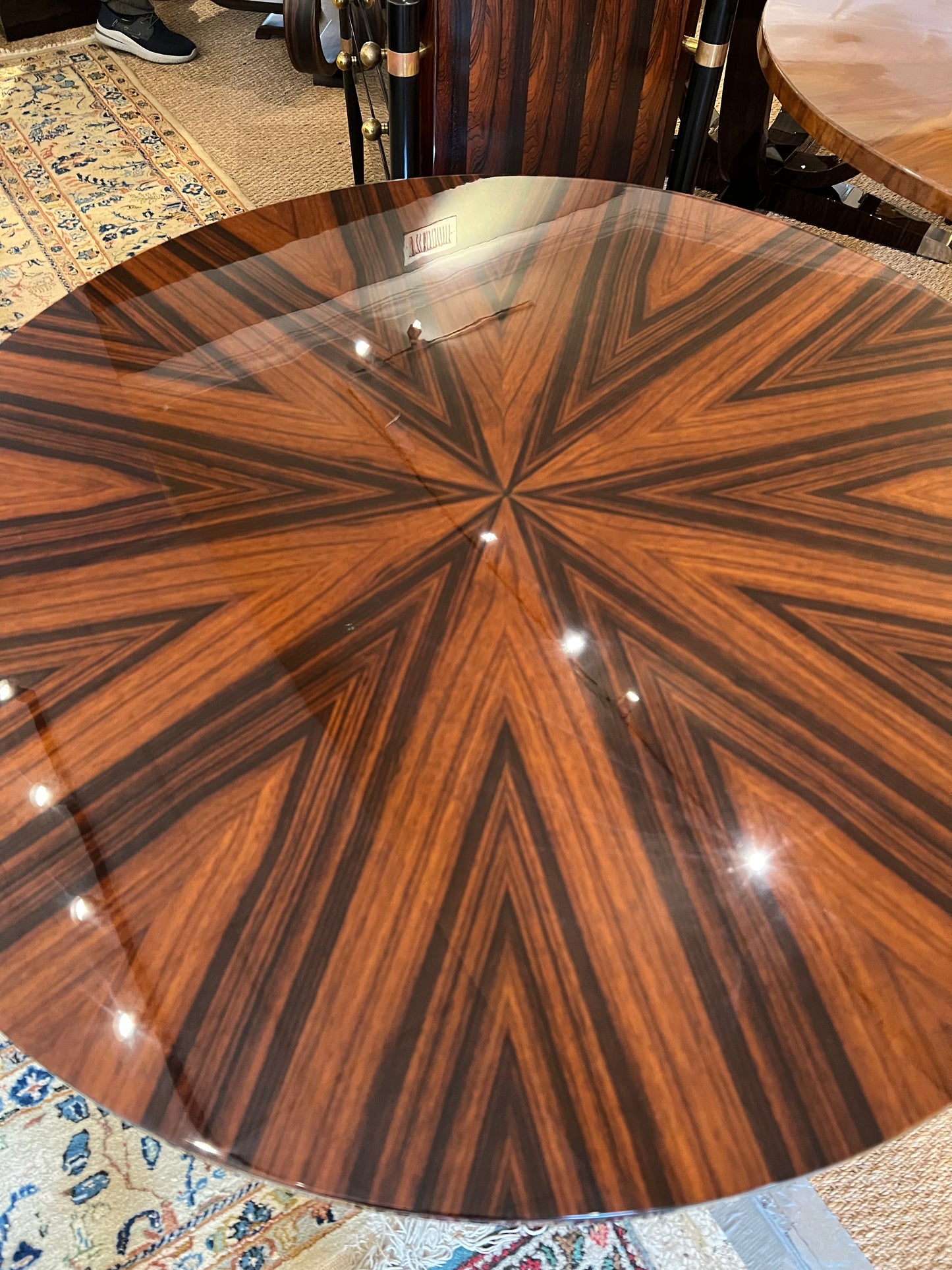 Small Round Art Deco Breakfast Table in Macassar Wood