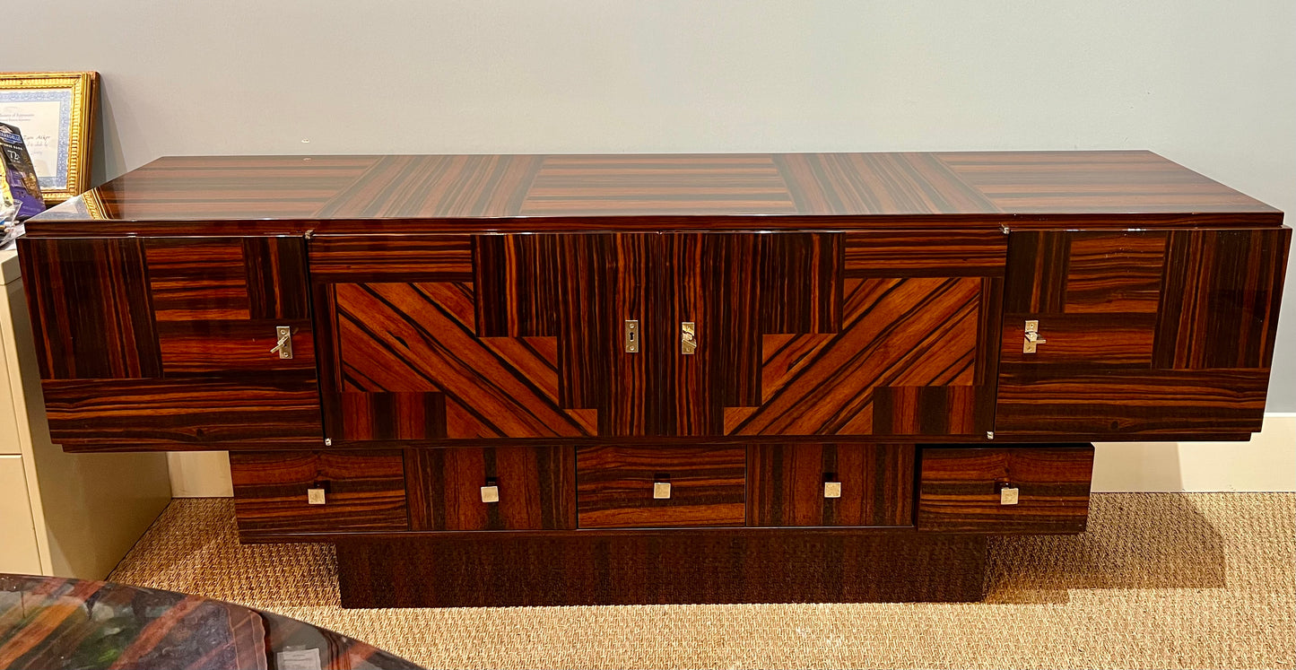 Grand Art Deco French Sideboard in Macassar Wood