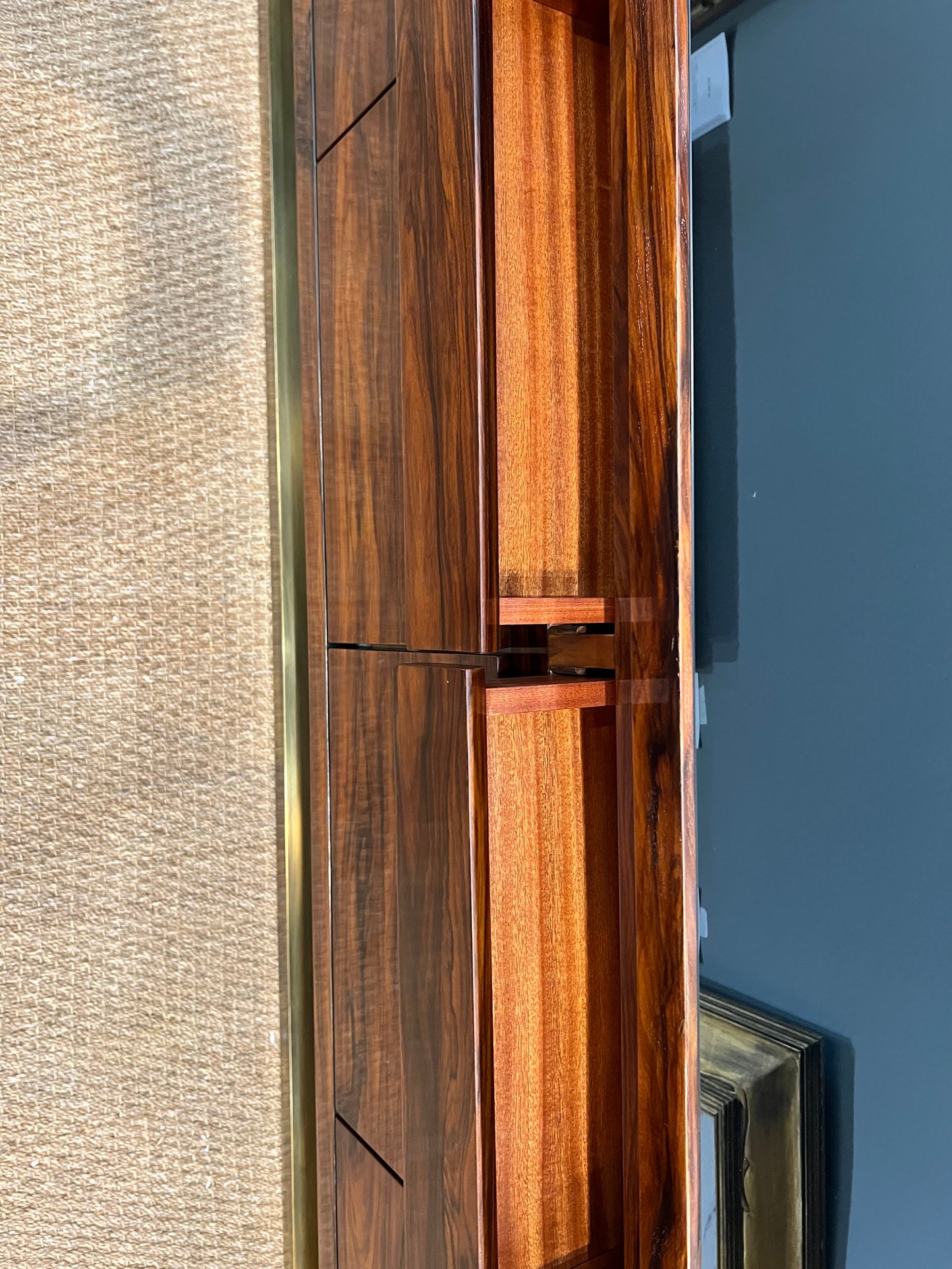 Mid-Century Italian Sideboard in Walnut with Brass Base, c. 1970s