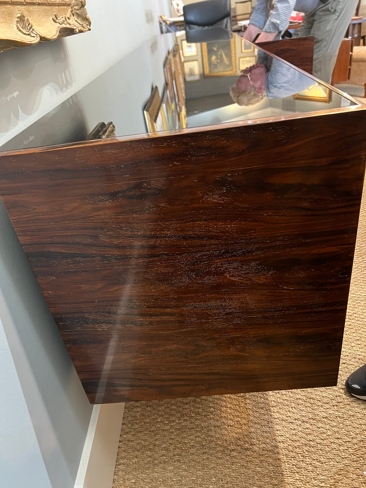 Mid-Century Italian Sideboard in Walnut with Brass Base, c. 1970s