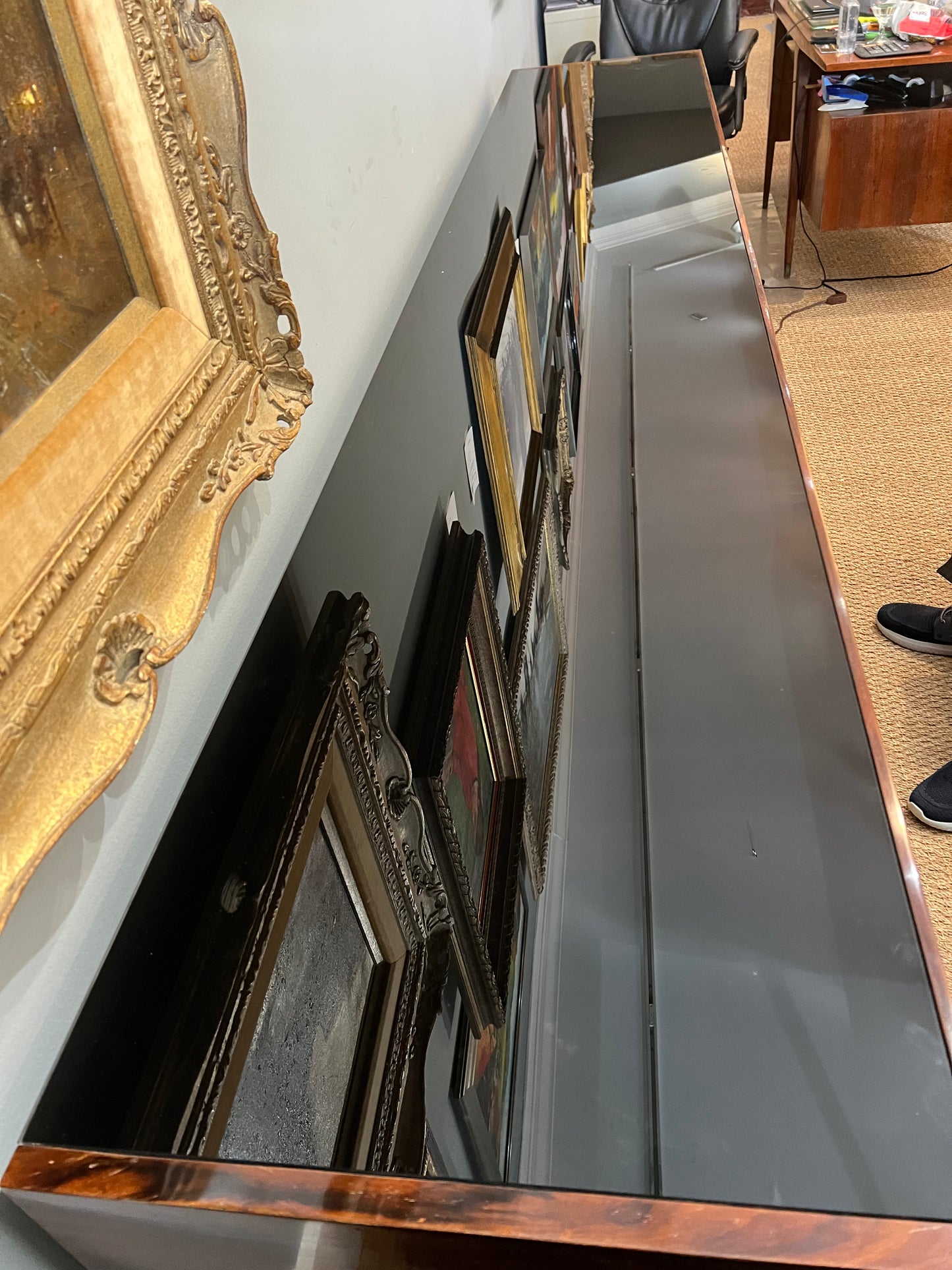 Mid-Century Italian Sideboard in Walnut with Brass Base, c. 1970s