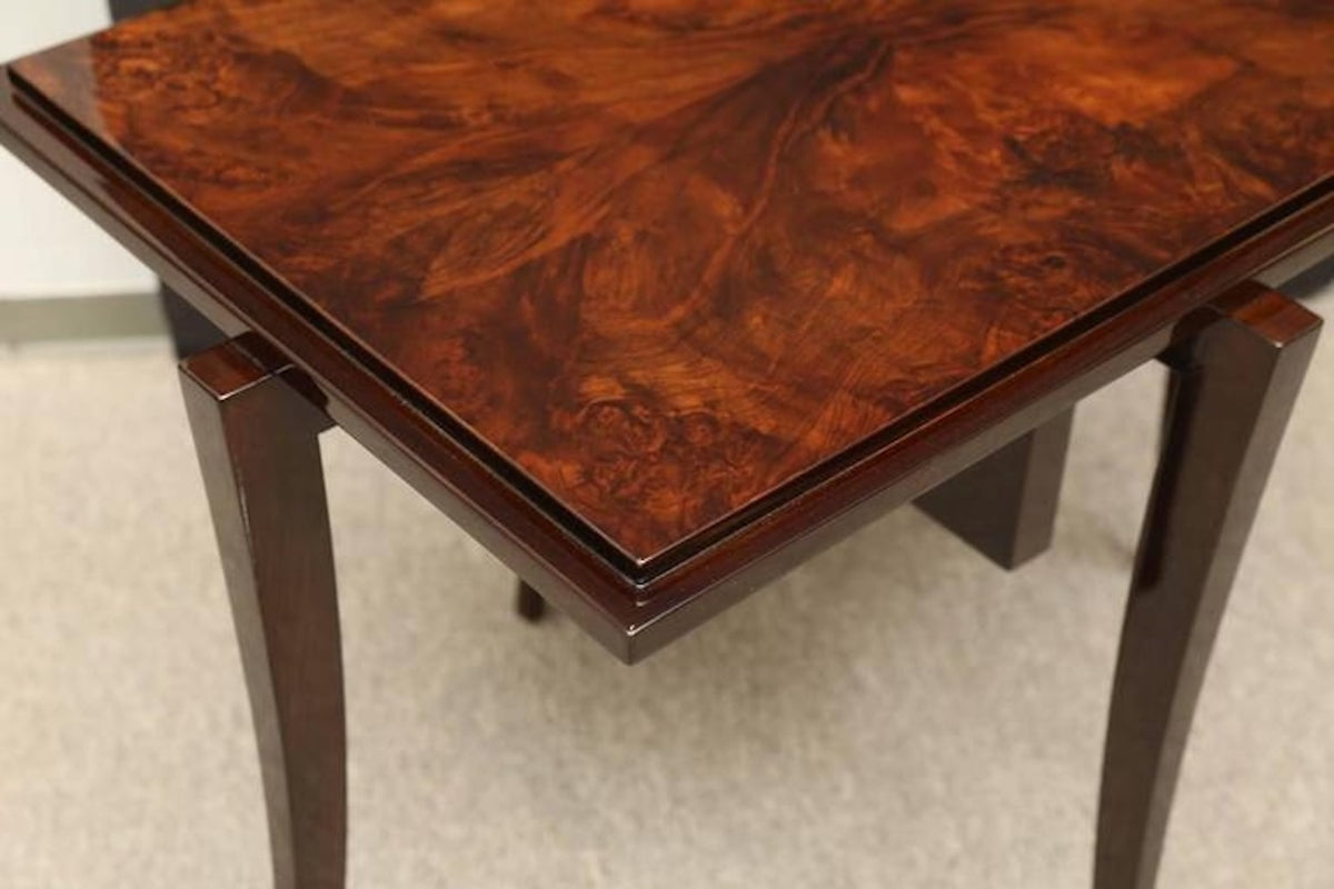 Art Deco French Side Table in Burl Walnut