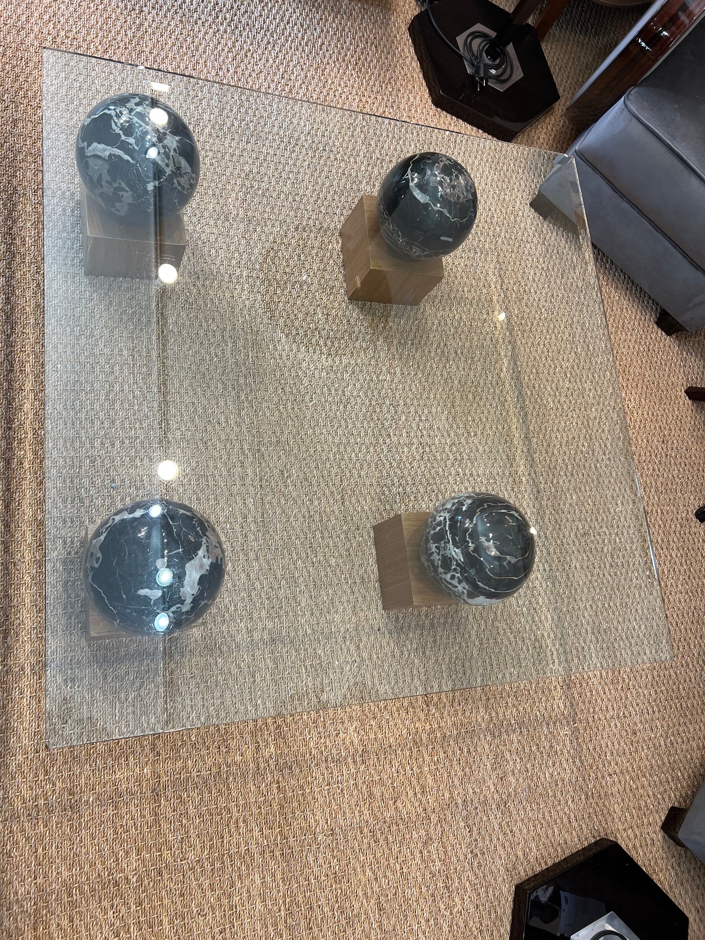 French Glass and Marble Coffee Table
