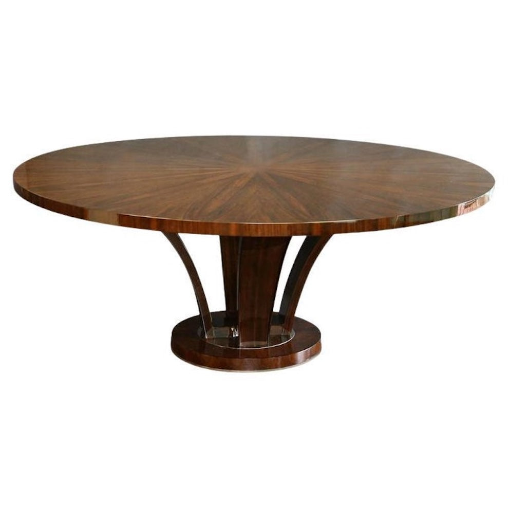 Art Deco Walnut Round Dining Table