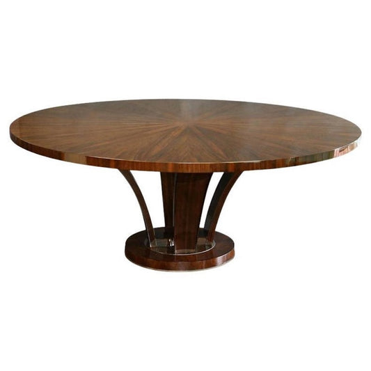Art Deco Walnut Round Dining Table