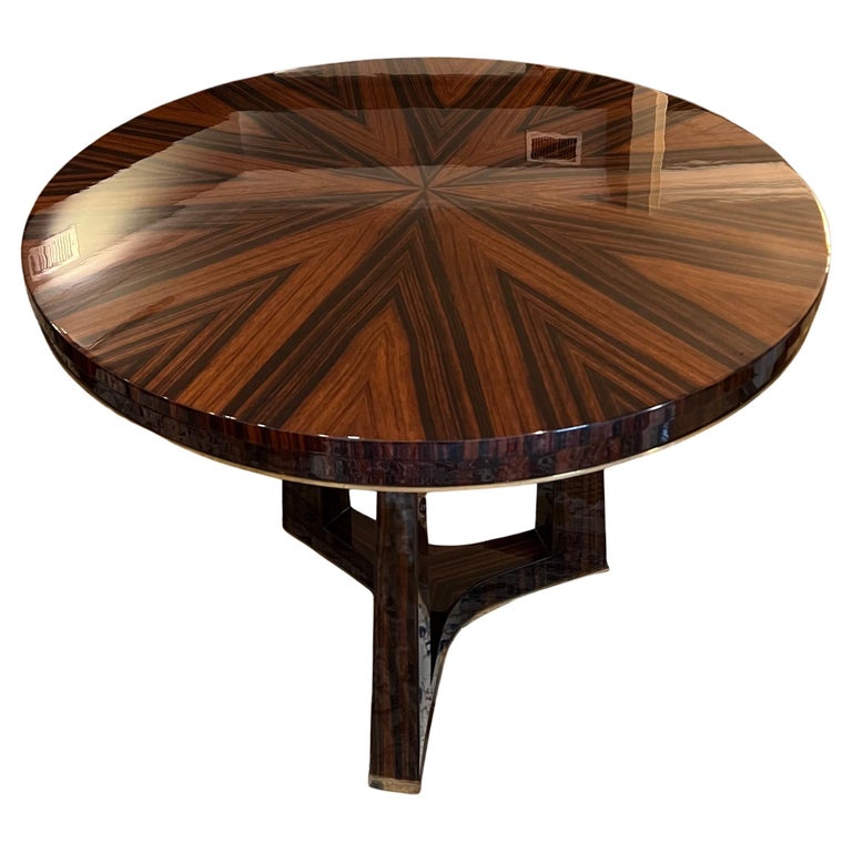 Small Round Art Deco Breakfast Table in Macassar Wood